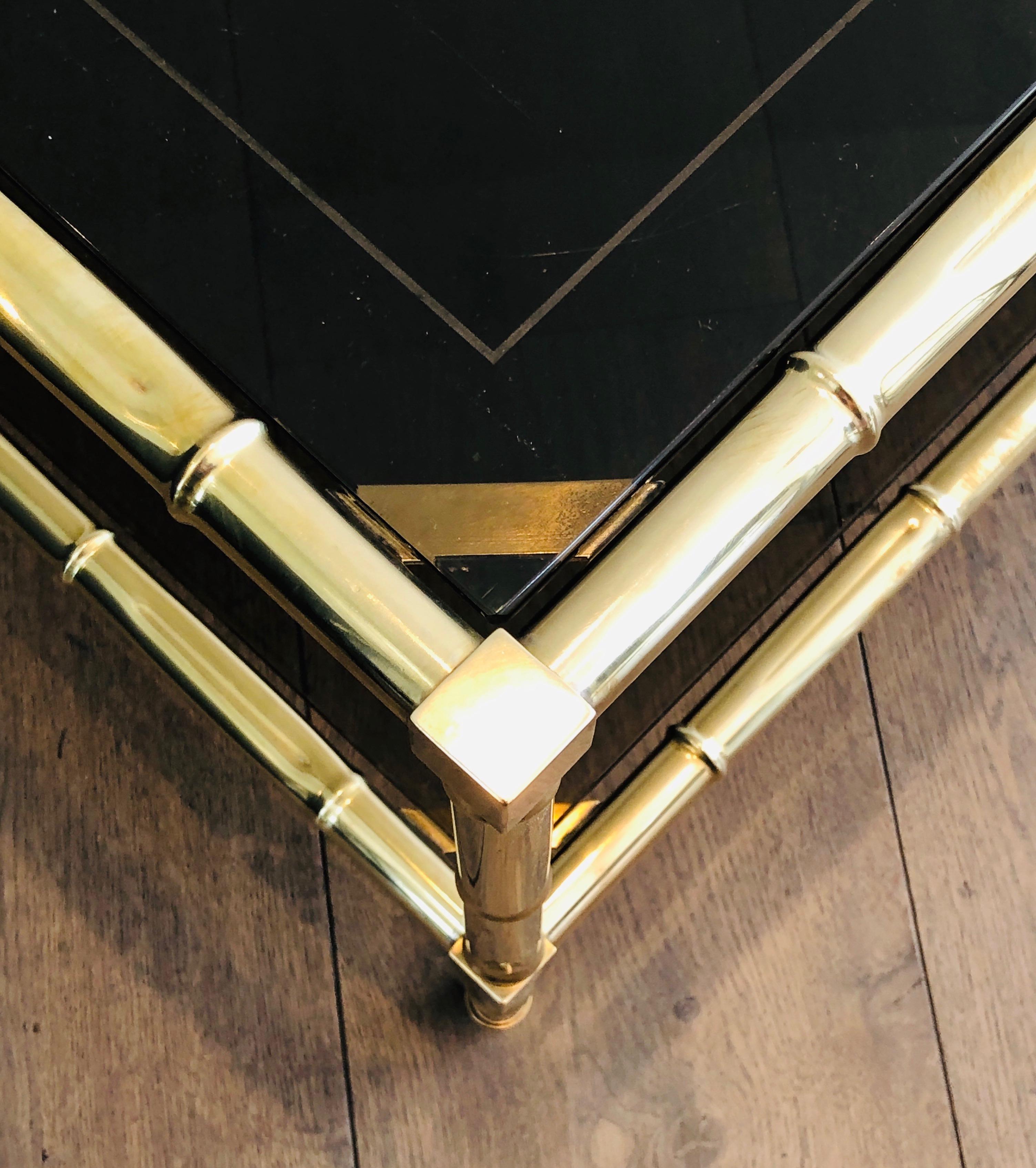 Faux-Bamboo Brass Coffee Table Attributed to Jacques Adnet, French, circa 1970 11