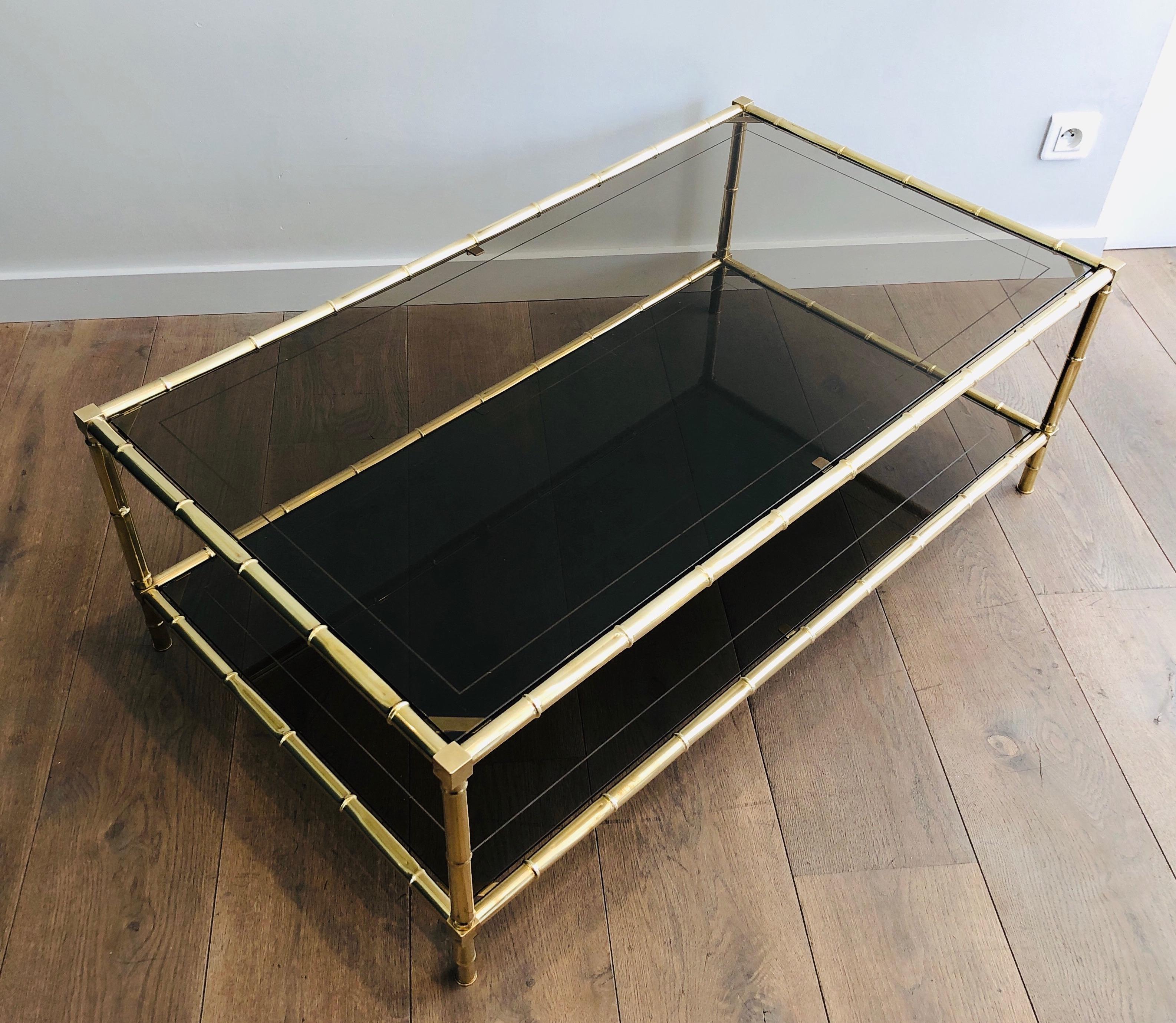 Faux-Bamboo Brass Coffee Table Attributed to Jacques Adnet, French, circa 1970 12