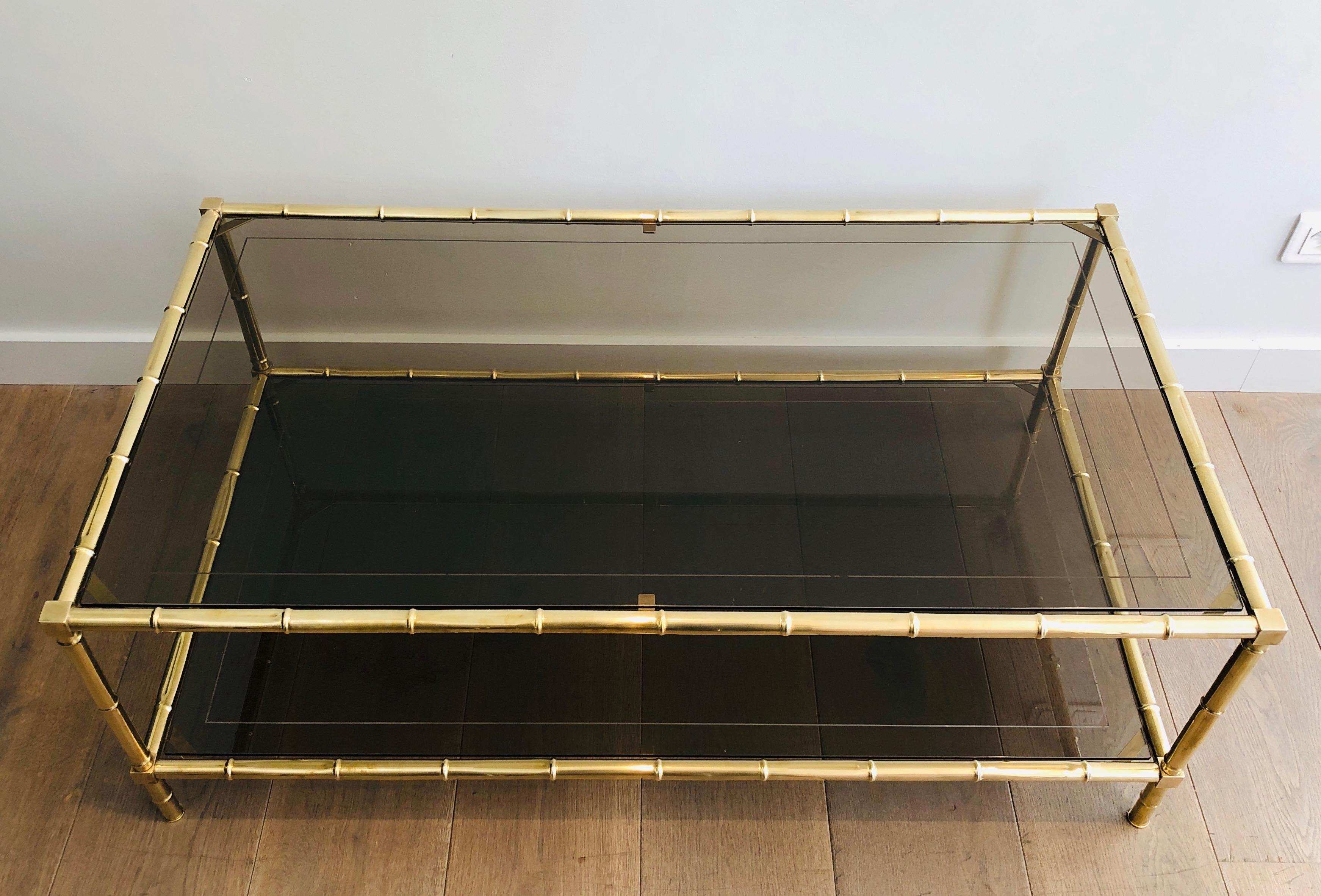 Faux-Bamboo Brass Coffee Table Attributed to Jacques Adnet, French, circa 1970 13