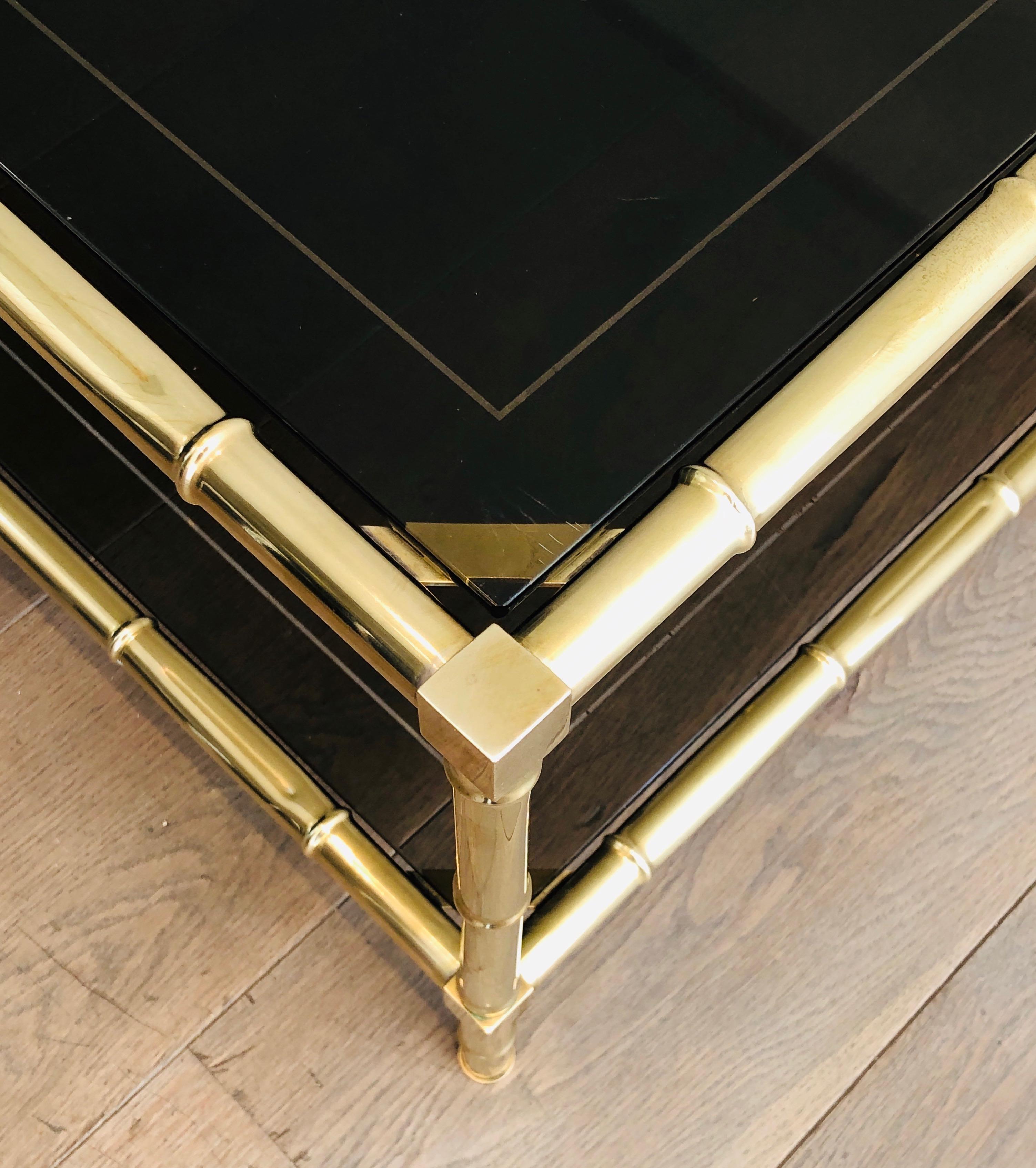 Faux-Bamboo Brass Coffee Table Attributed to Jacques Adnet, French, circa 1970 1