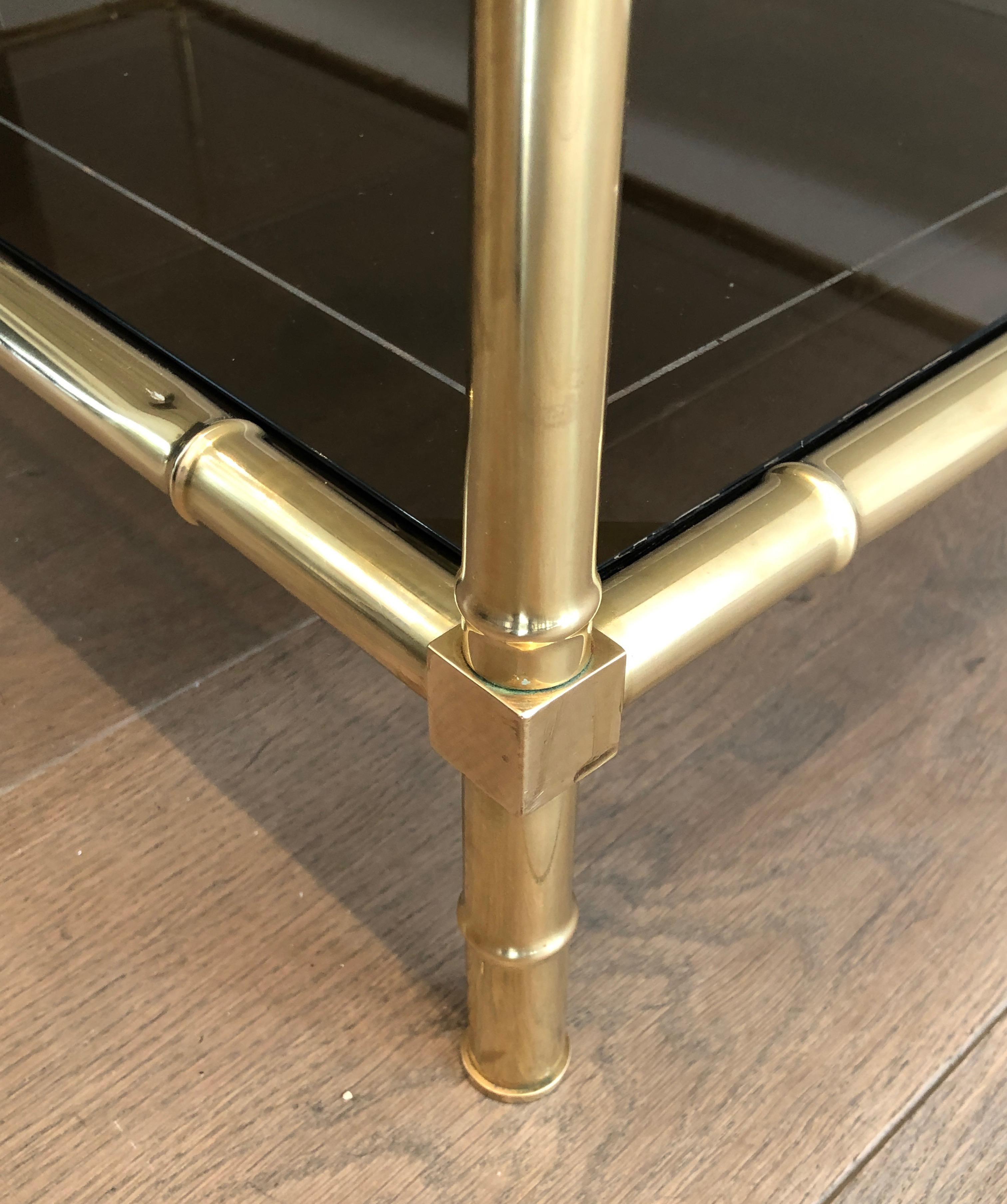 Faux-Bamboo Brass Coffee Table Attributed to Jacques Adnet, French, circa 1970 3