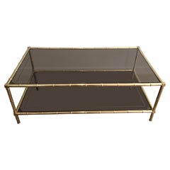 Faux-Bamboo Brass Coffee Table Attributed to Jacques Adnet, French, circa 1970 Faux-Bamboo Brass Coffee Table Attributed to Jacques Adnet, French, circa 1970