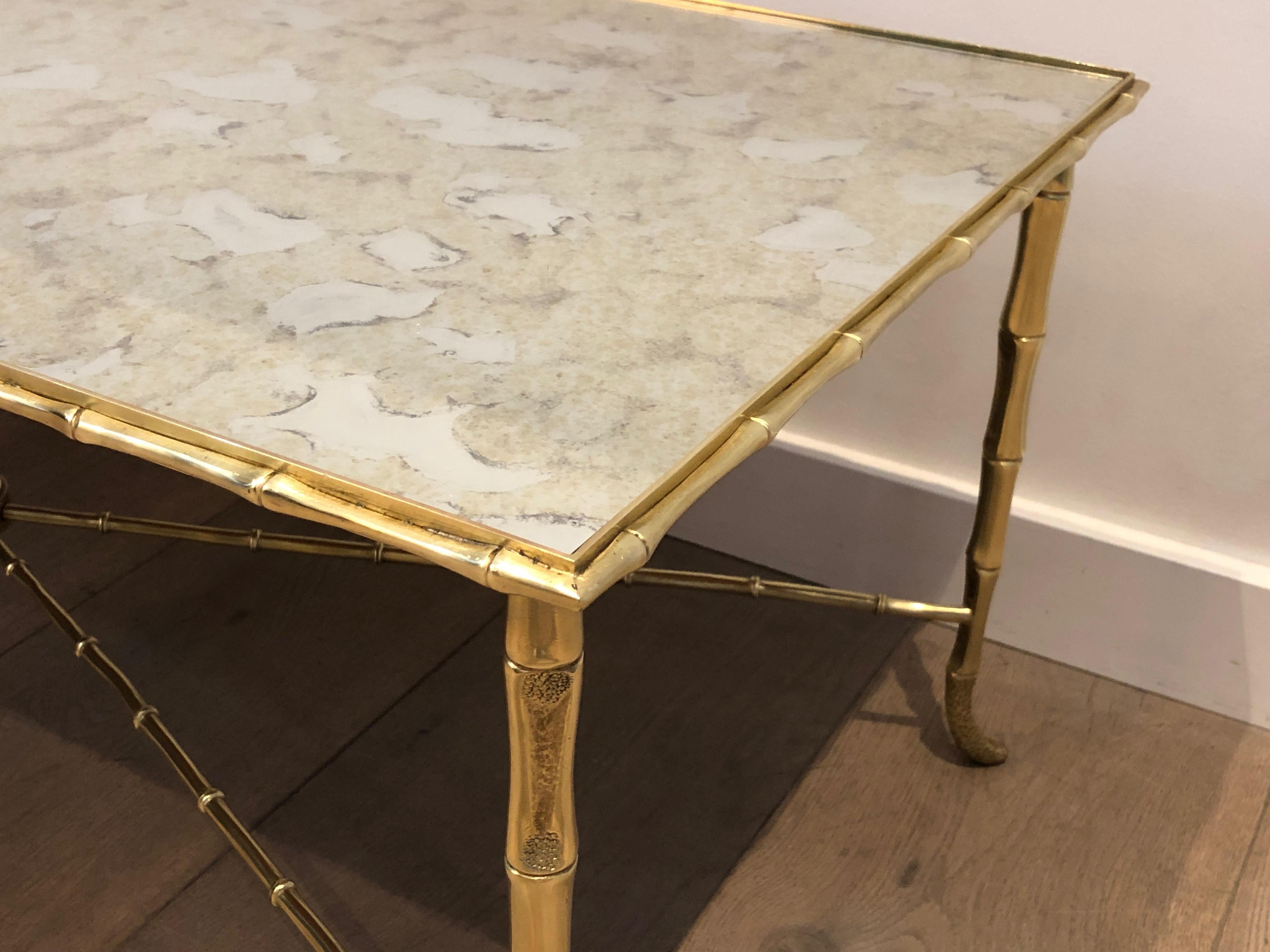 Faux-Bamboo Brass Coffee Table by Maison Baguès 6