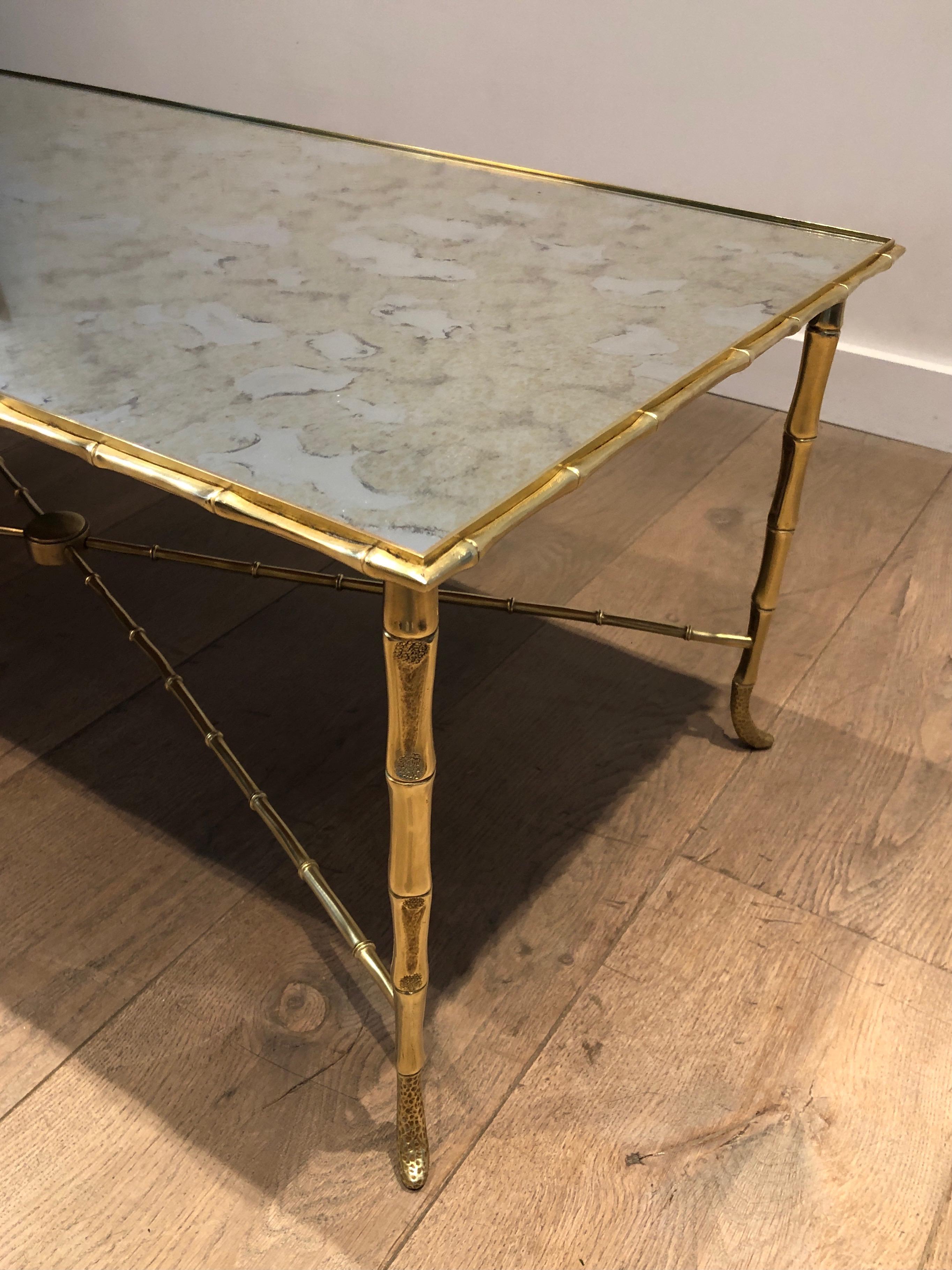 Faux-Bamboo Brass Coffee Table by Maison Baguès 7