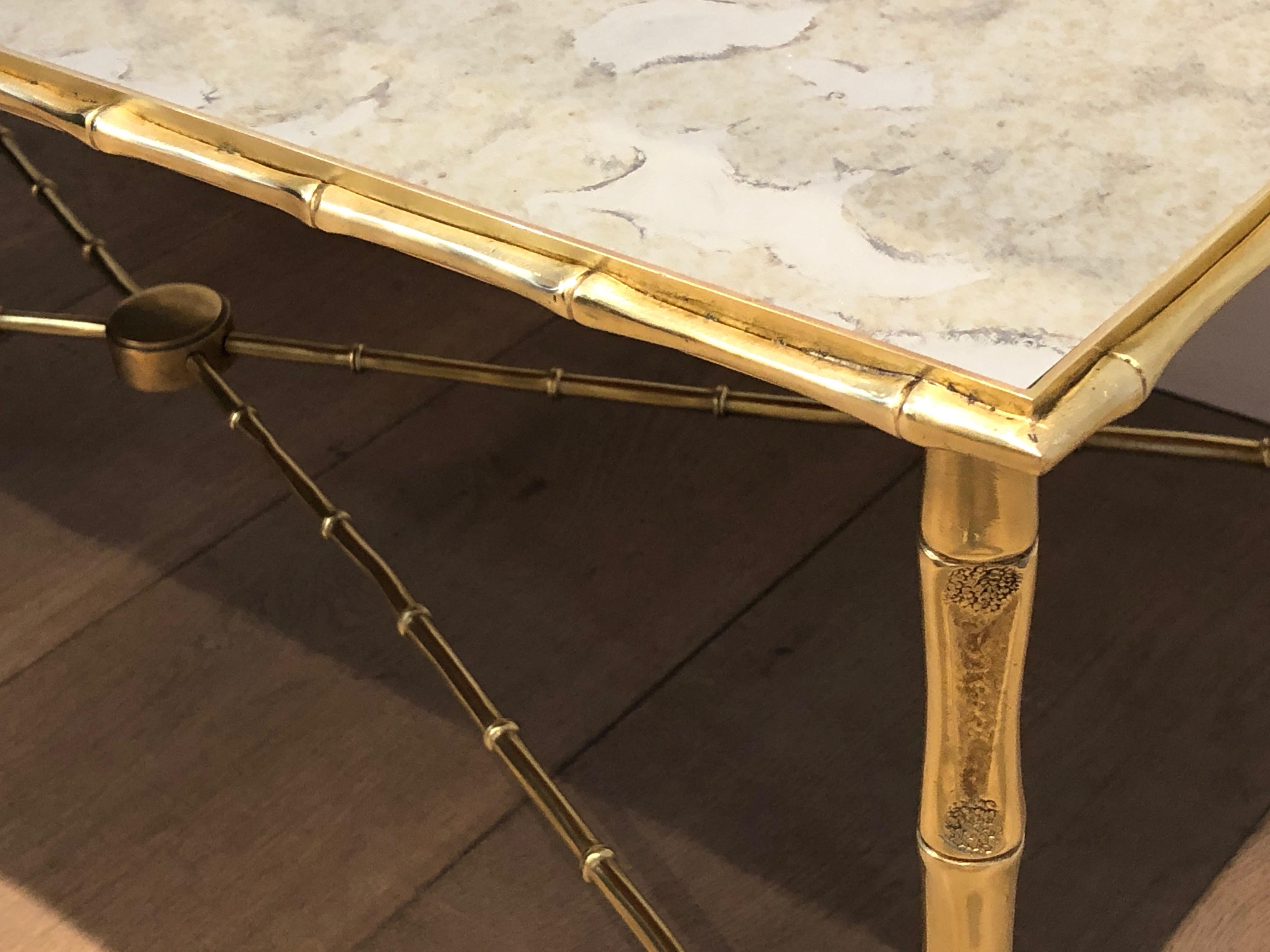 Faux-Bamboo Brass Coffee Table by Maison Baguès 8