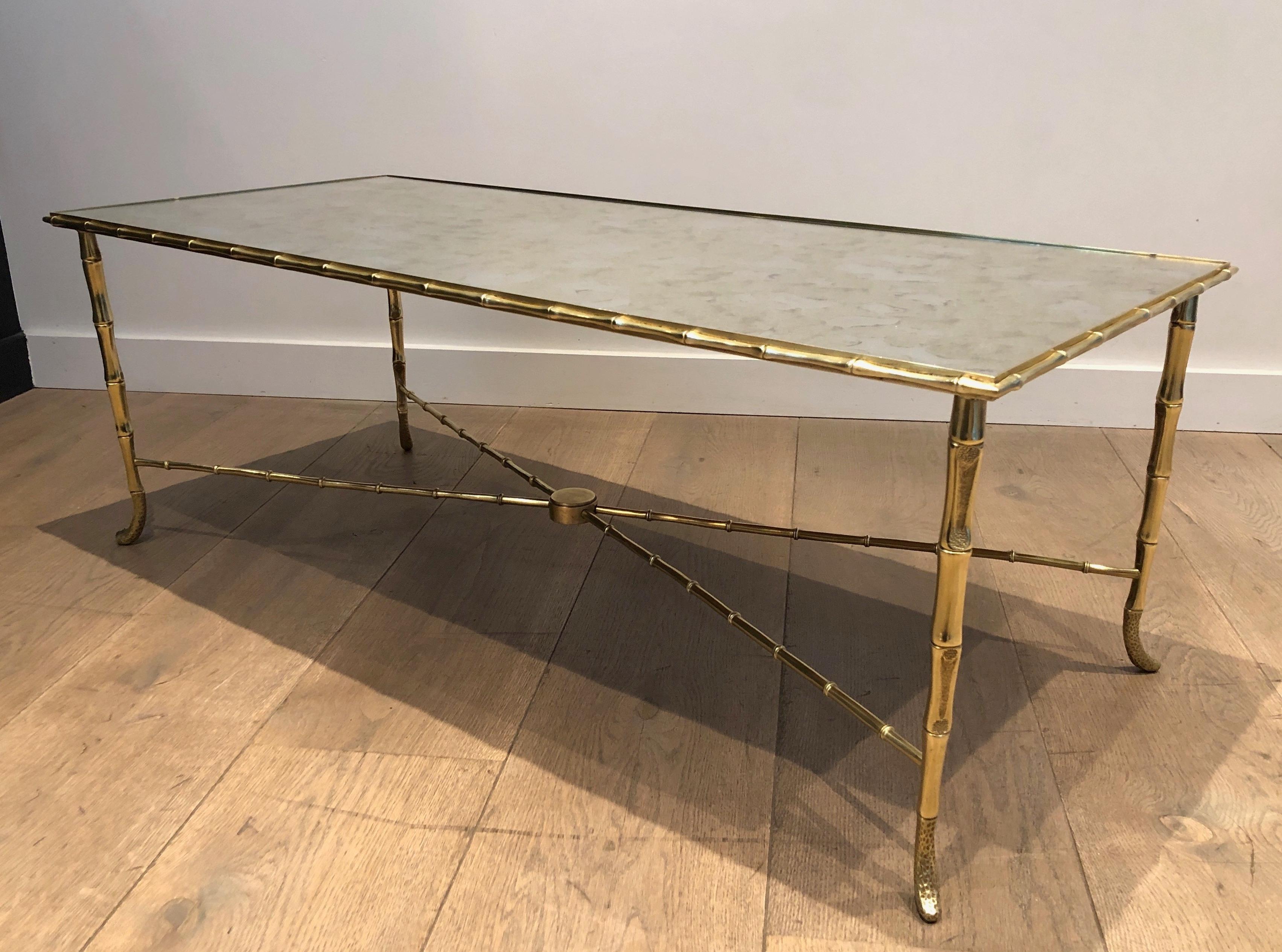 Faux-Bamboo Brass Coffee Table by Maison Baguès 14