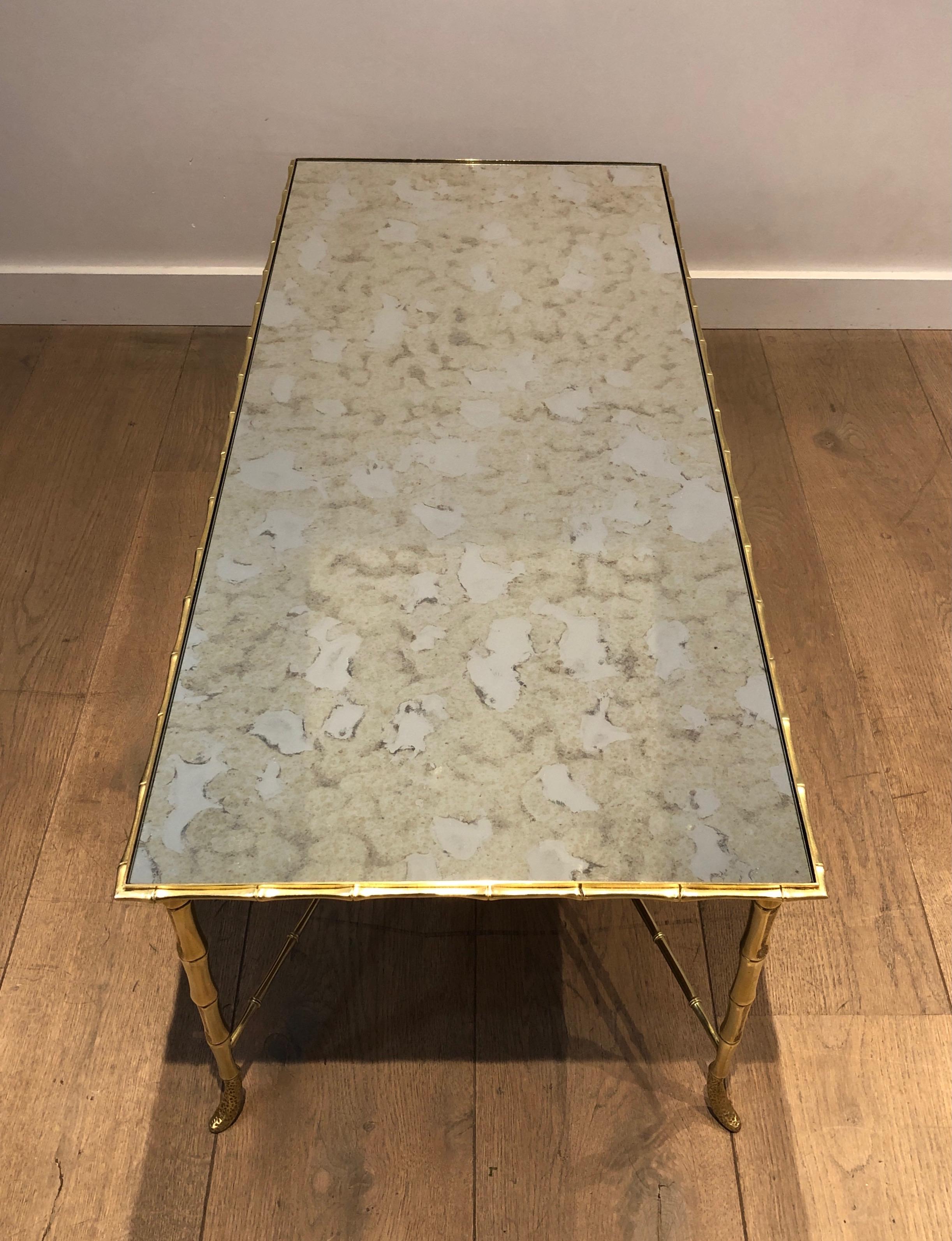 20th Century Faux-Bamboo Brass Coffee Table by Maison Baguès
