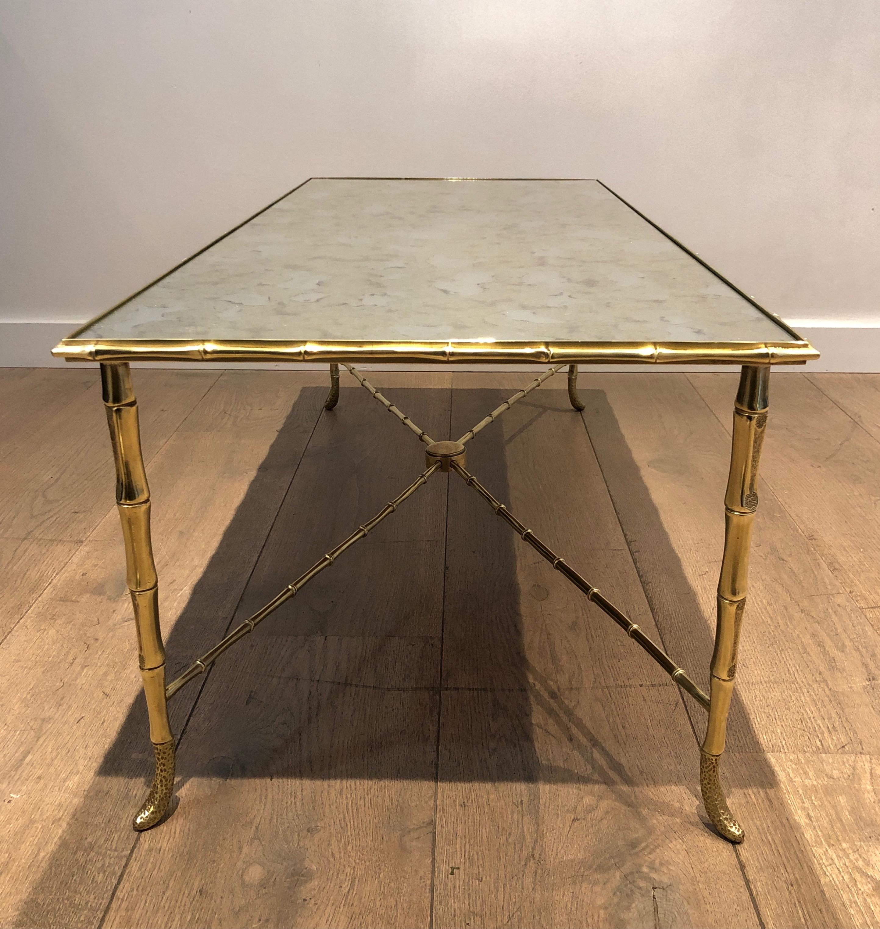 Faux-Bamboo Brass Coffee Table by Maison Baguès 1