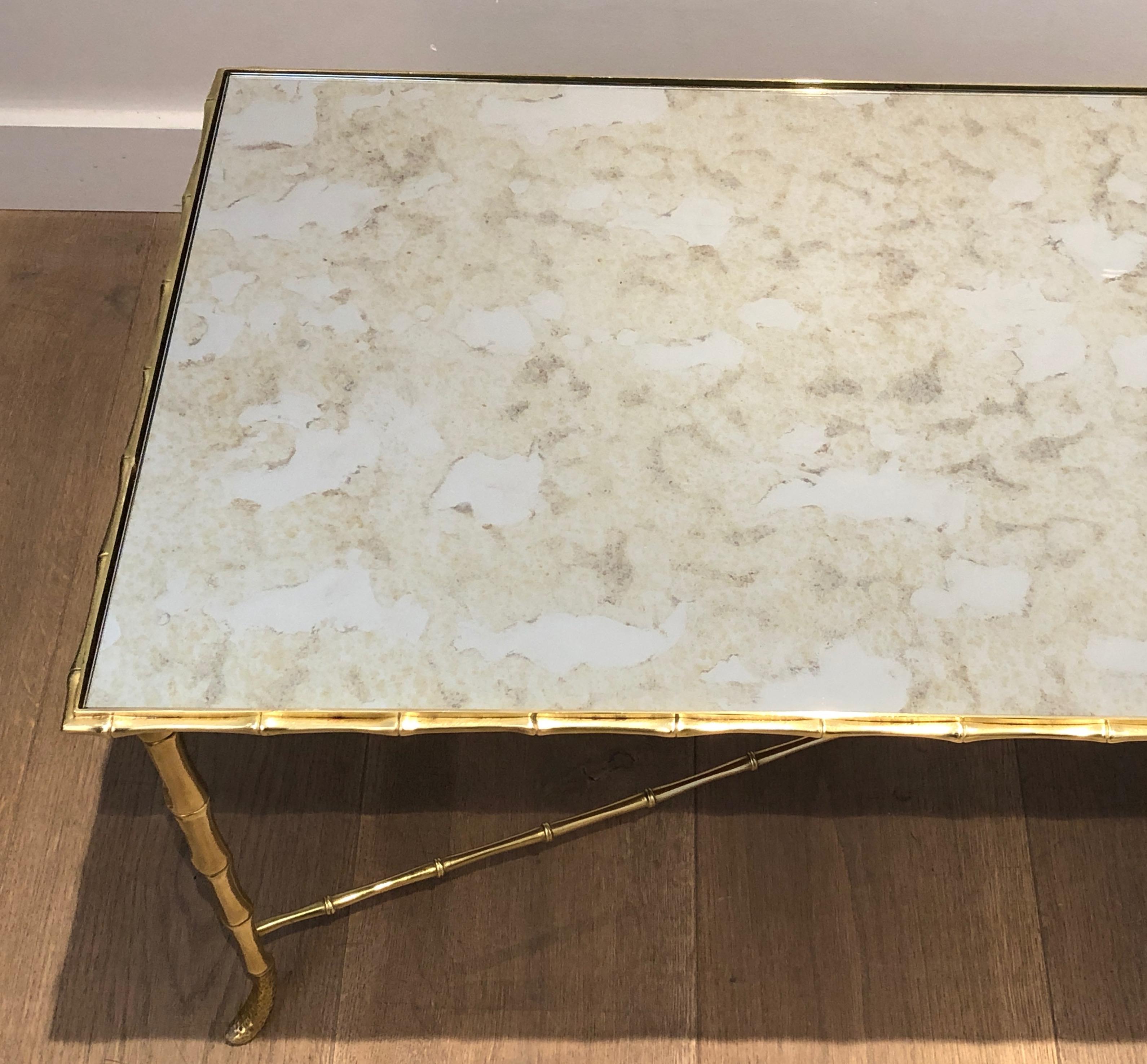 Faux-Bamboo Brass Coffee Table by Maison Baguès 2