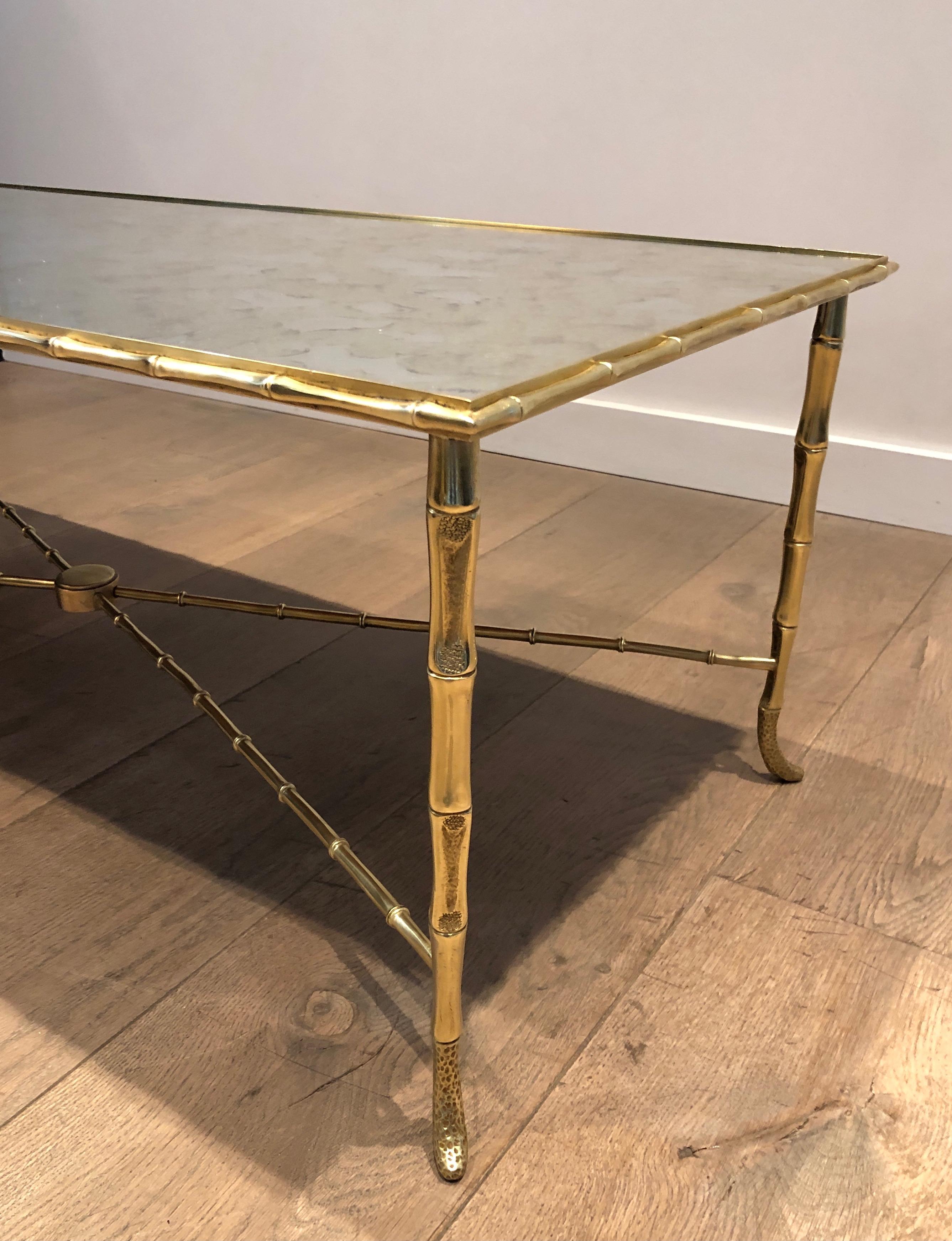 Faux-Bamboo Brass Coffee Table by Maison Baguès 4