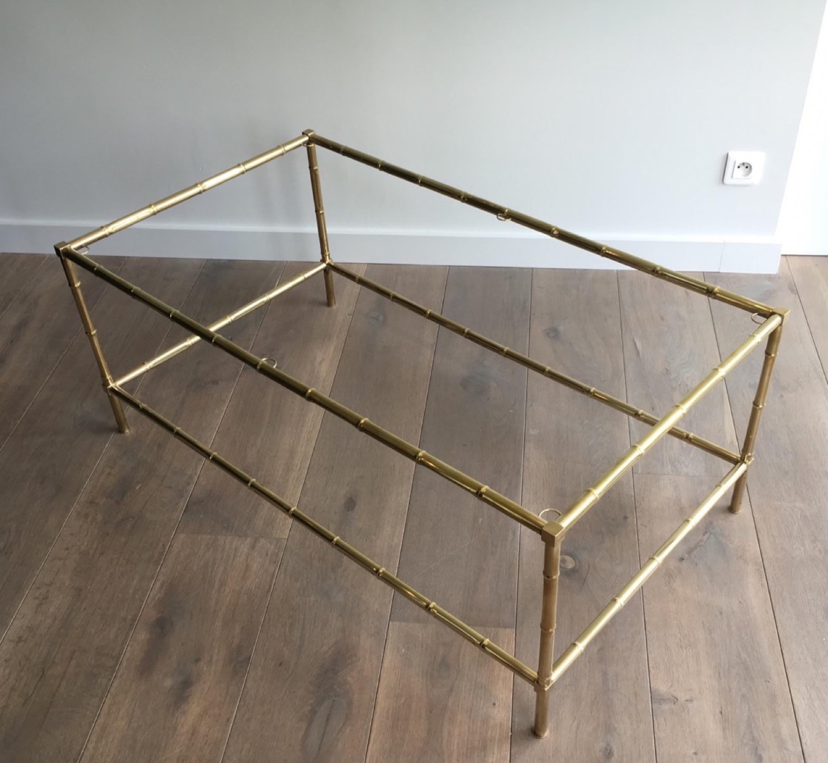 Large Faux-Bamboo Brass Coffee Table in the Style of Jacques Adnet. Circa 1970. 6