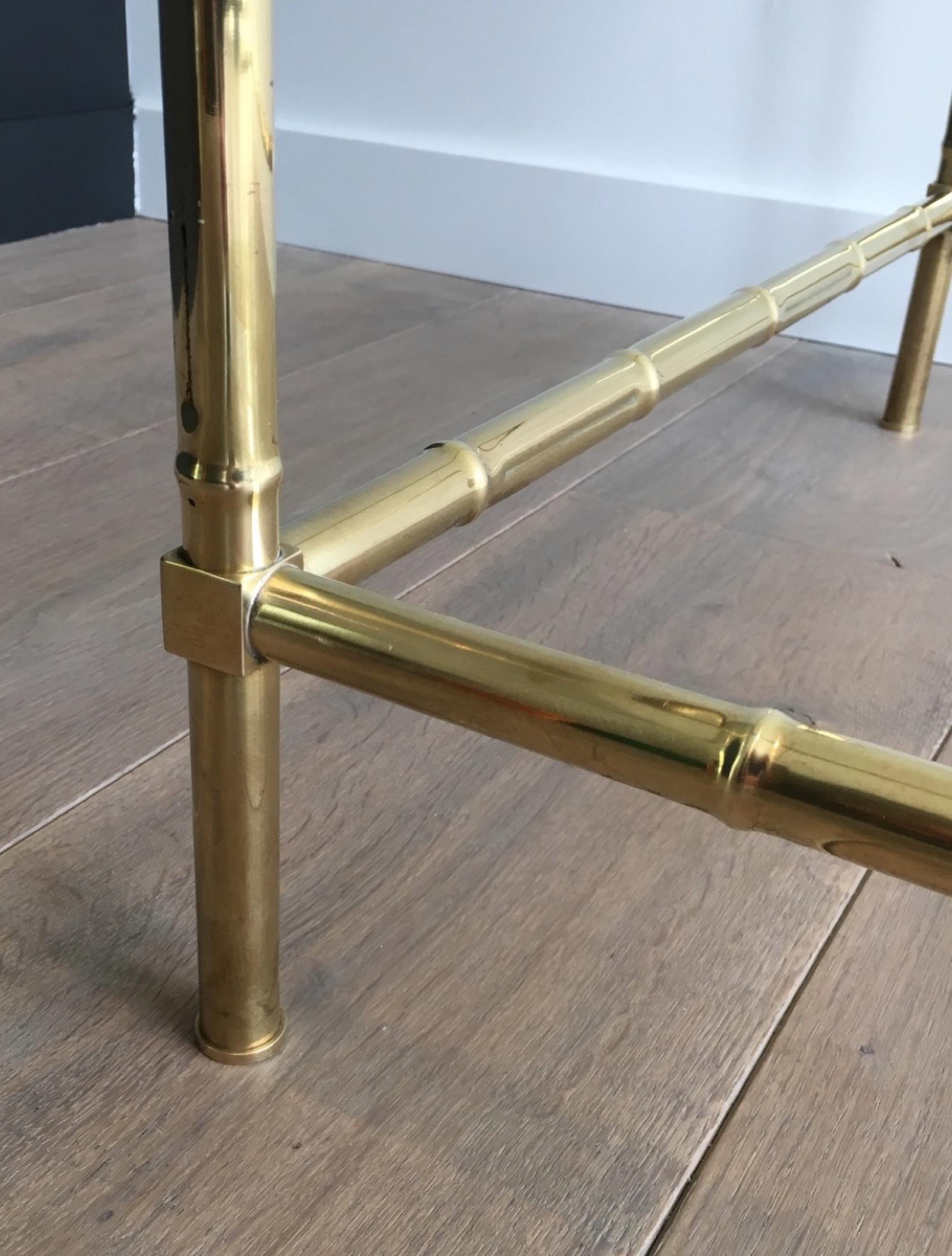 Large Faux-Bamboo Brass Coffee Table in the Style of Jacques Adnet. Circa 1970. 3