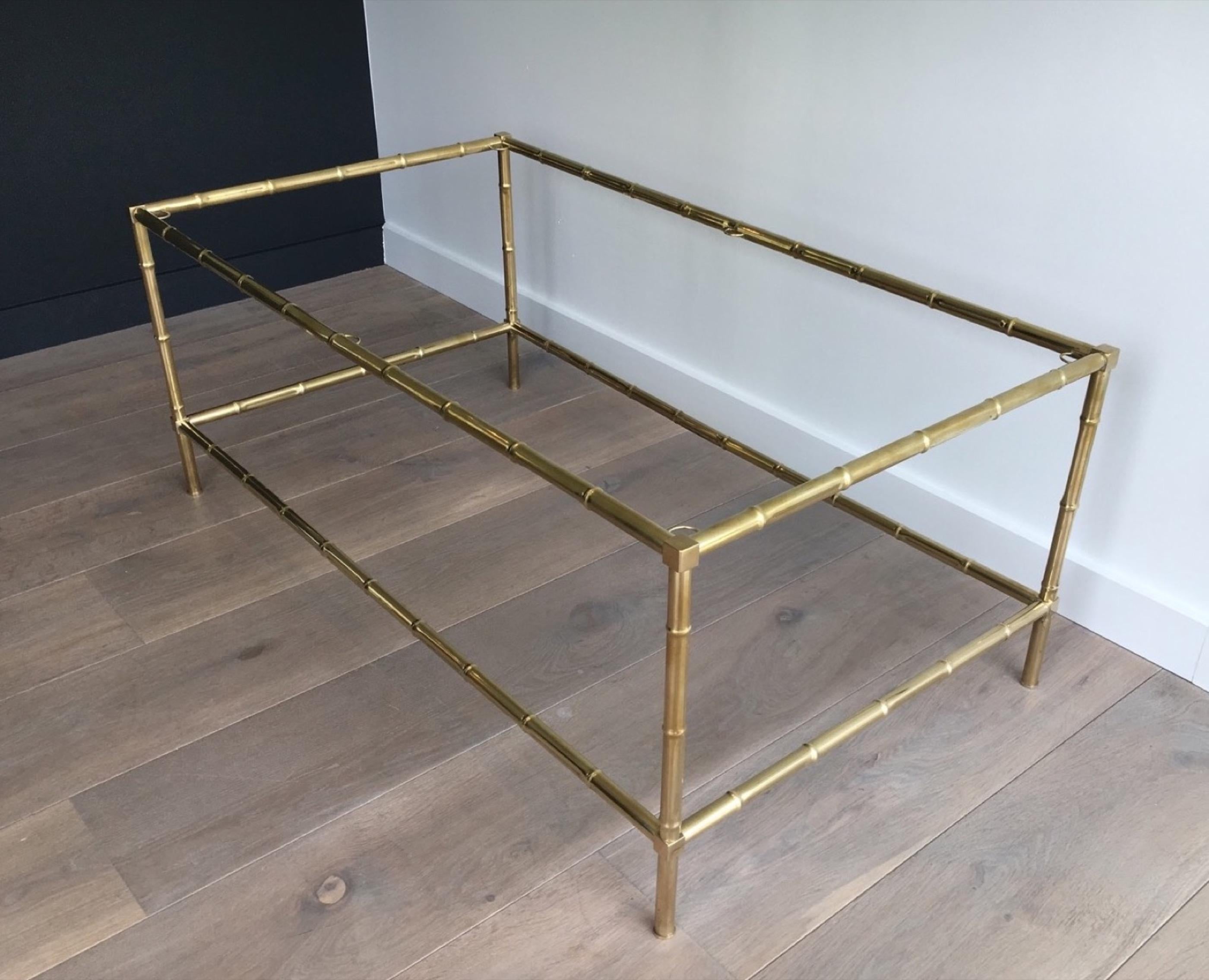 Large Faux-Bamboo Brass Coffee Table in the Style of Jacques Adnet. Circa 1970. 4
