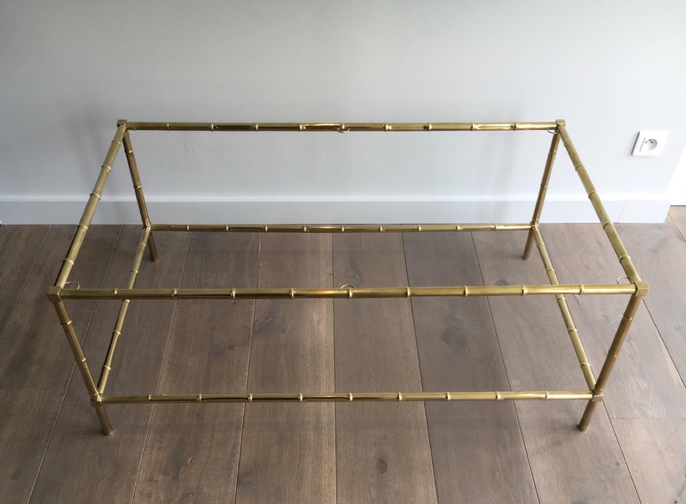 Large Faux-Bamboo Brass Coffee Table in the Style of Jacques Adnet. Circa 1970. 5