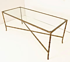 Faux-Bamboo Brass Coffee Table, France, 1950s