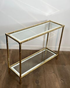 Faux-Bamboo Brass Console Table in the Style of Jacques Adnet, circa 1970