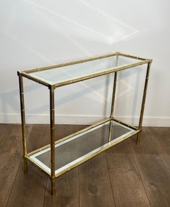 Faux-Bamboo Brass Console Table in the Style of Jacques Adnet, circa 1970