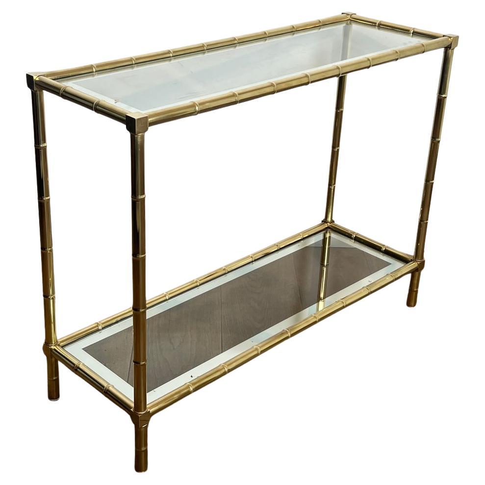 Faux-Bamboo Brass Console Table in the Style of Jacques Adnet, circa 1970