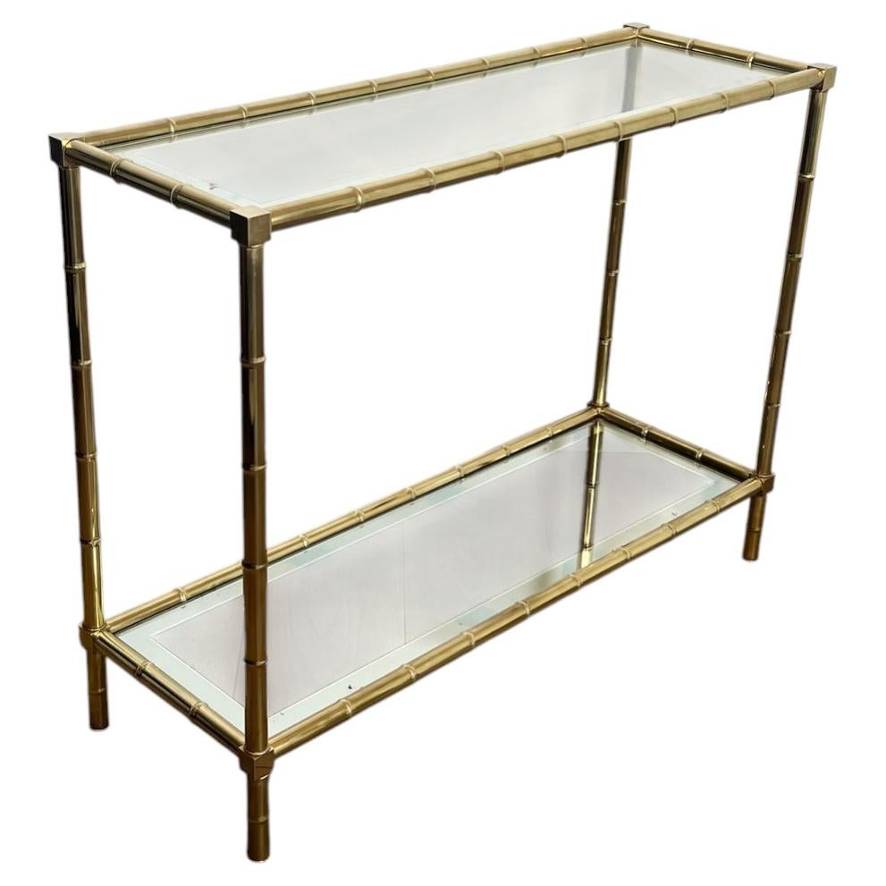 Faux-Bamboo Brass Console Table in the Style of Jacques Adnet, circa 1970