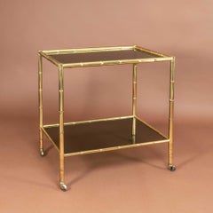 Faux Bamboo Brass Drinks Trolley, Circa 1960