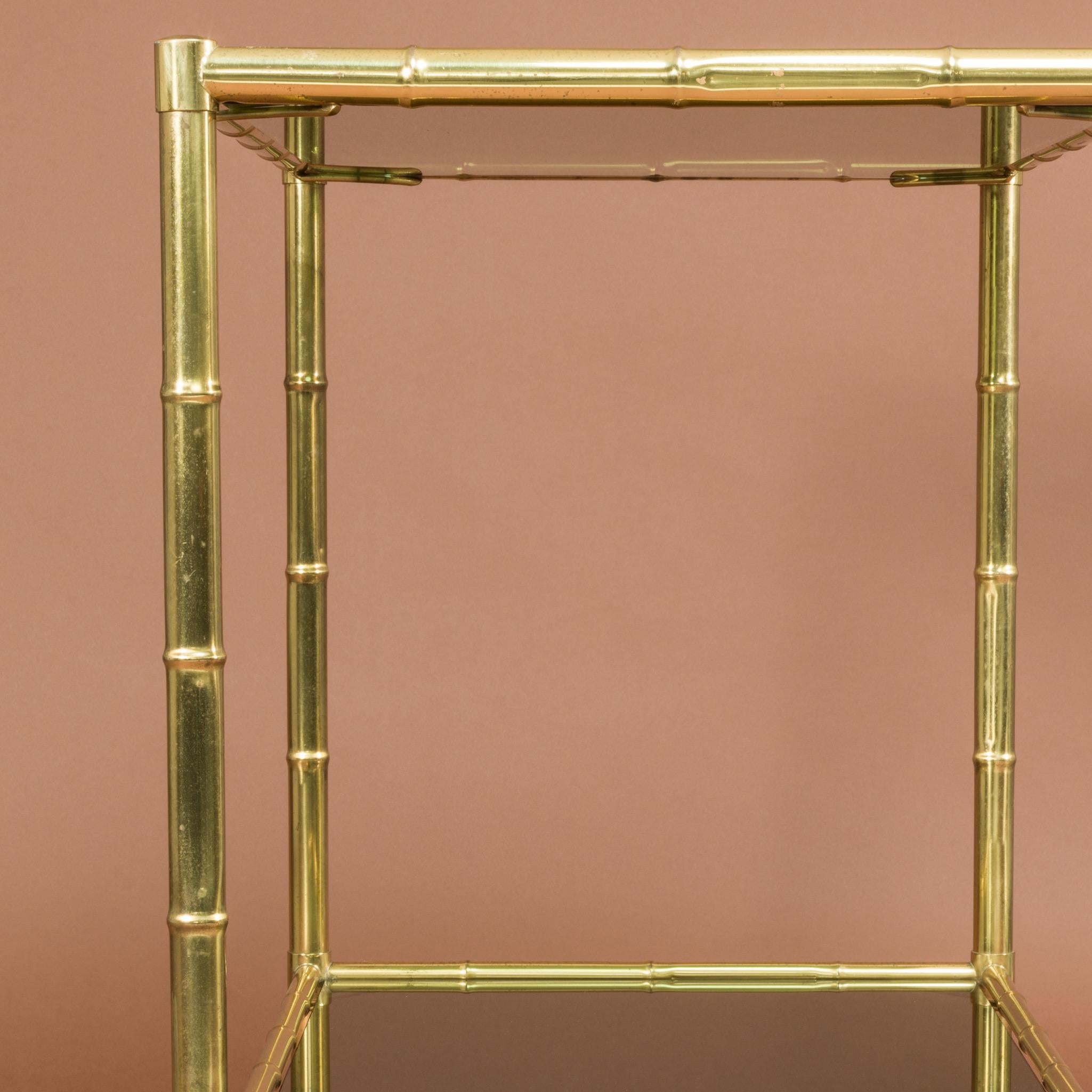 Faux Bamboo Brass Drinks Trolley, Circa 1960 In Good Condition For Sale In London, GB