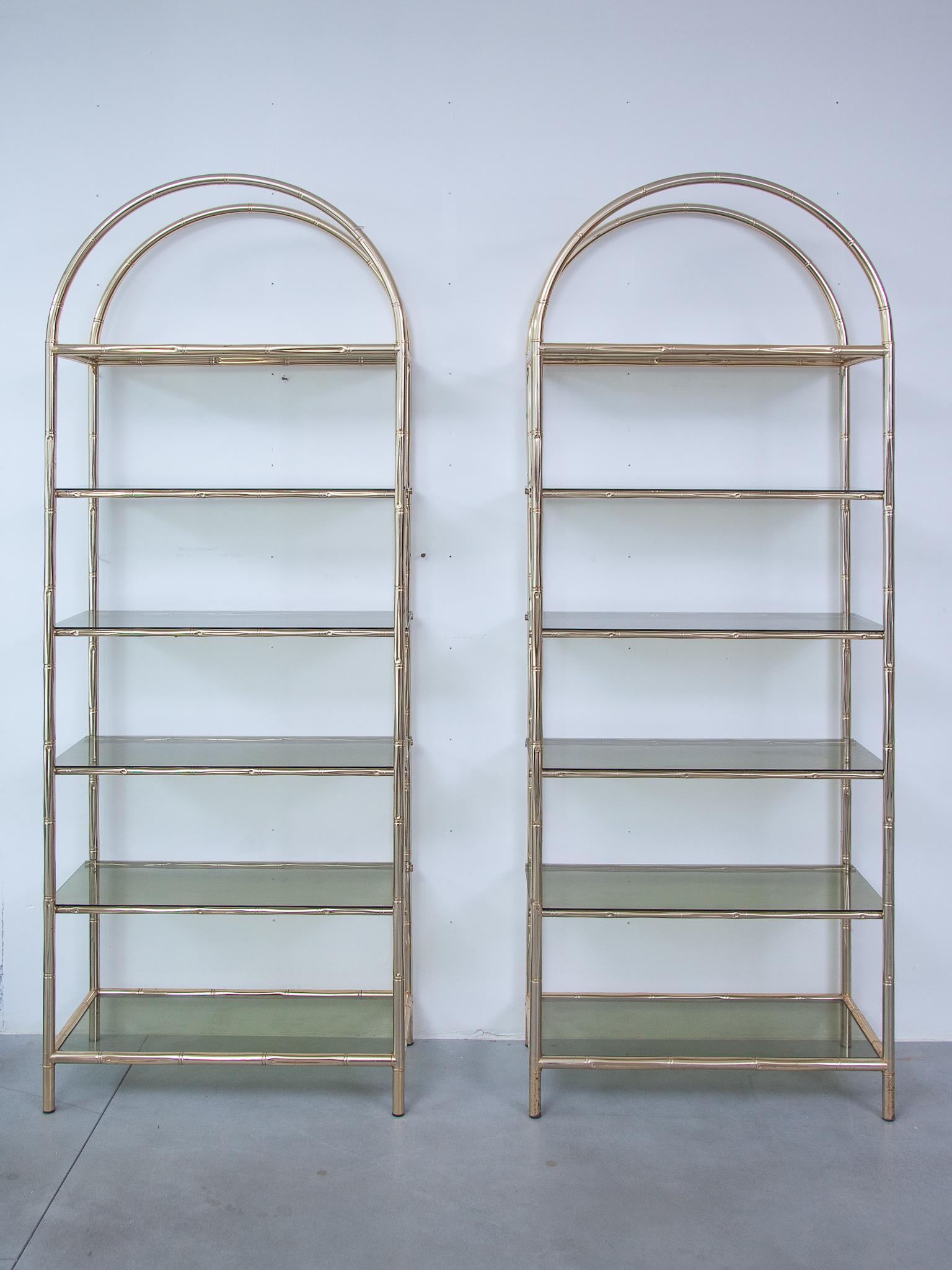 French Faux Bamboo Brass Etagere Maison Jansen For Sale
