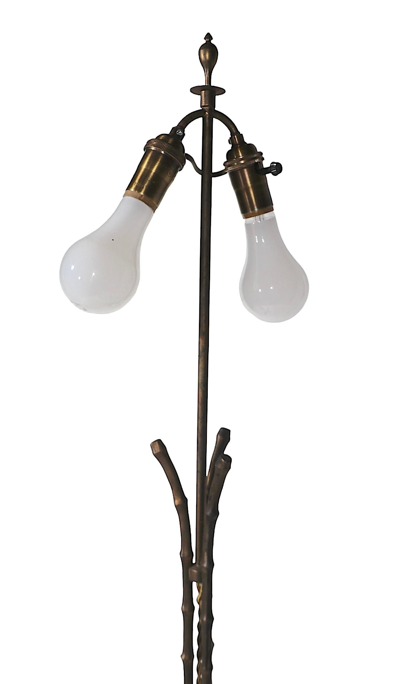Faux Bamboo Brass Floor Lamp att. to Maison Bagues Made in France c.1960's For Sale 4