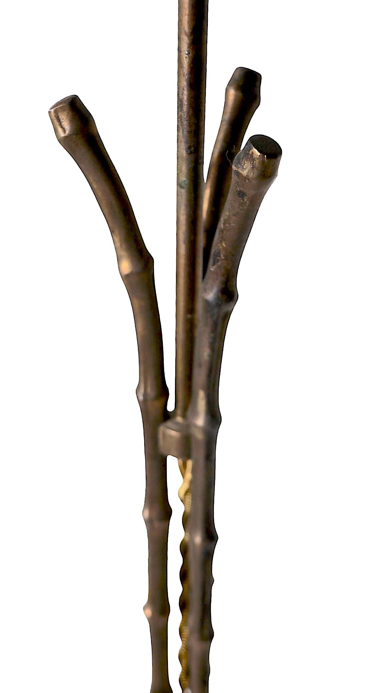 Faux Bamboo Brass Floor Lamp att. to Maison Bagues Made in France c.1960's For Sale 5