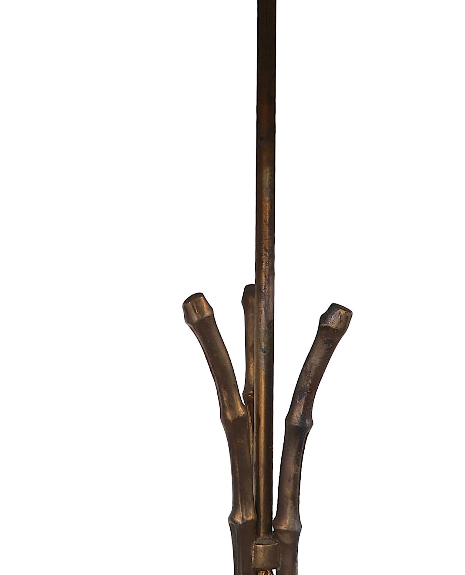 Faux Bamboo Brass Floor Lamp att. to Maison Bagues Made in France c.1960's For Sale 1