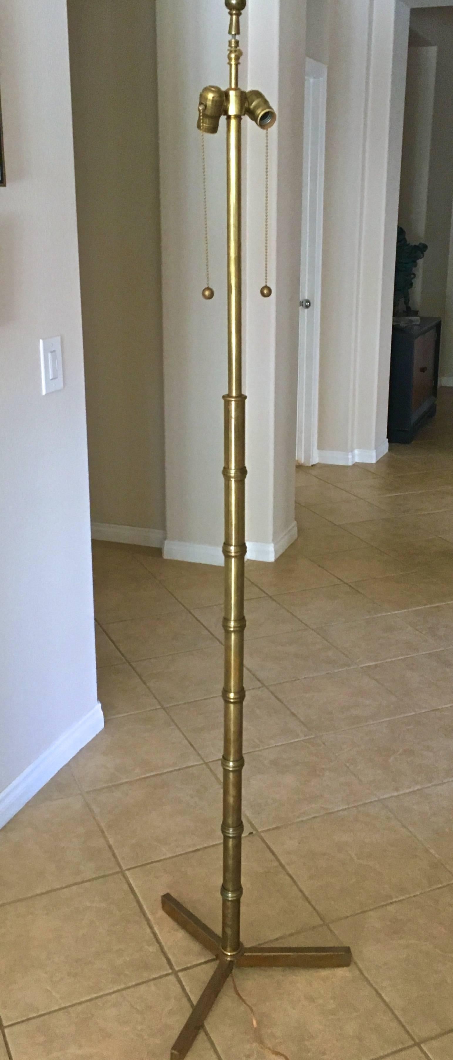 Faux Bamboo Brass Floor Lamp For Sale 2