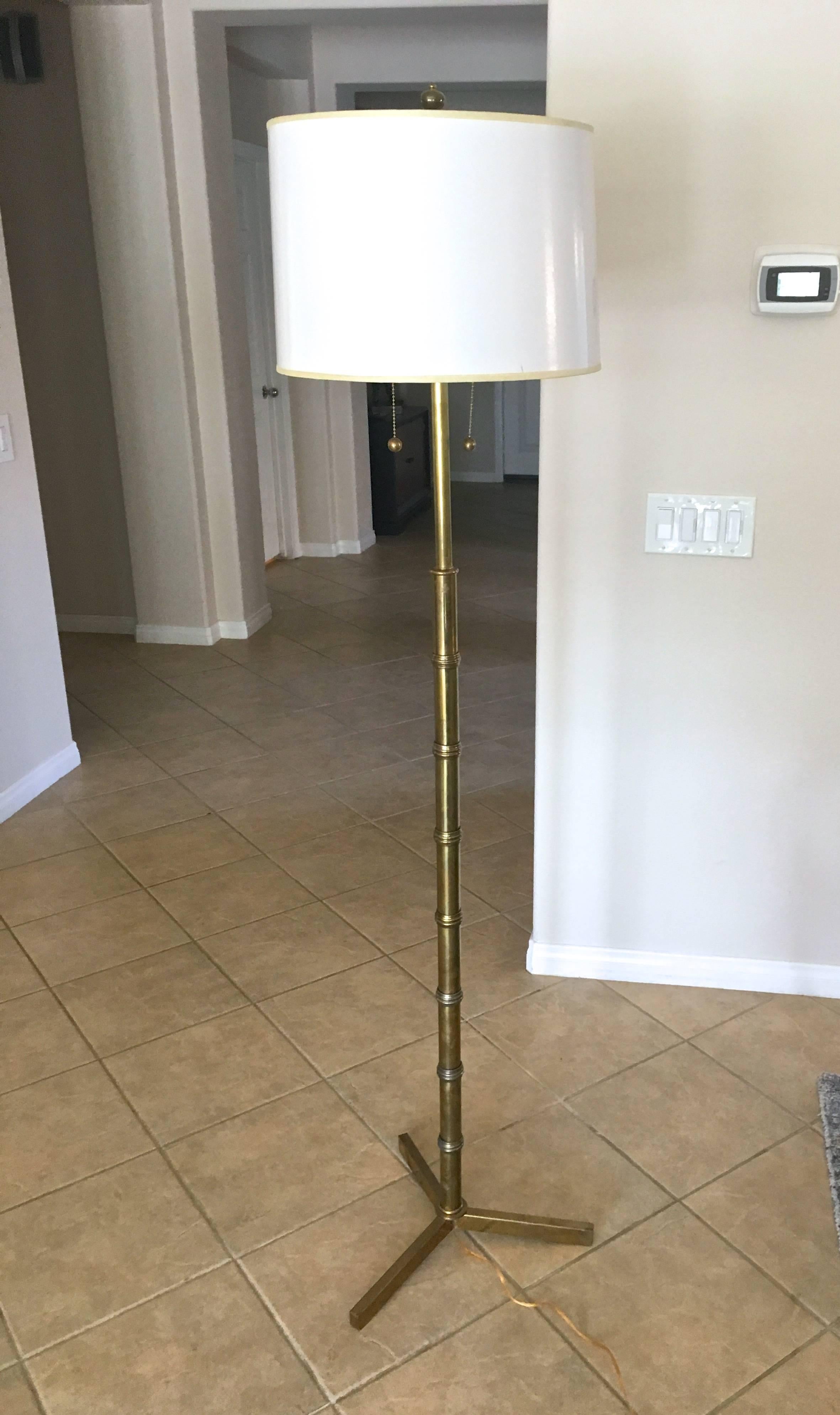 Faux Bamboo Brass Floor Lamp For Sale 3