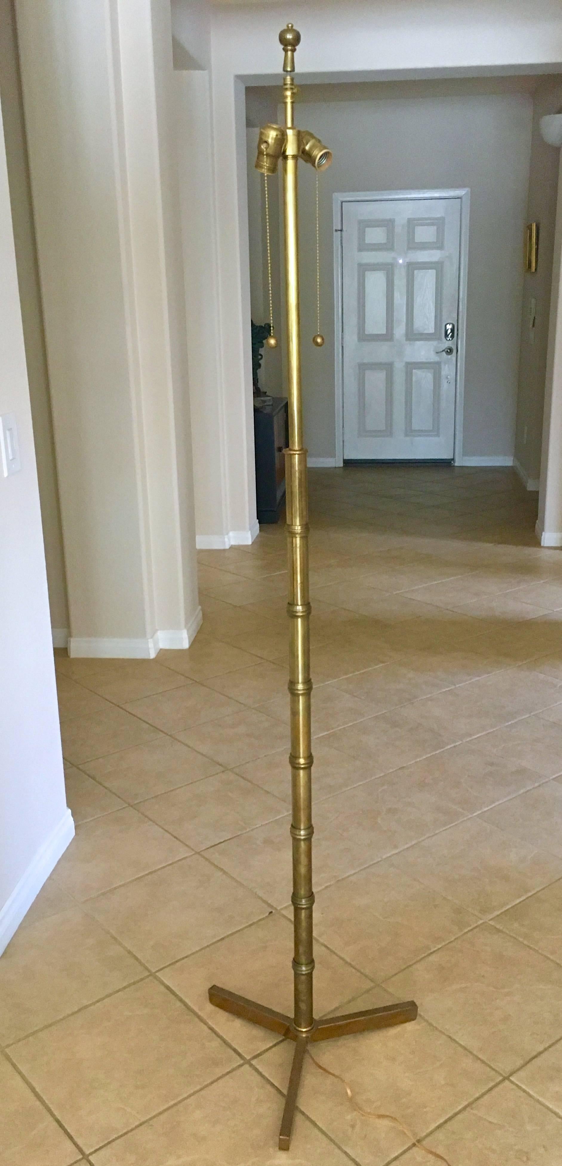 Faux Bamboo Brass Floor Lamp For Sale 6