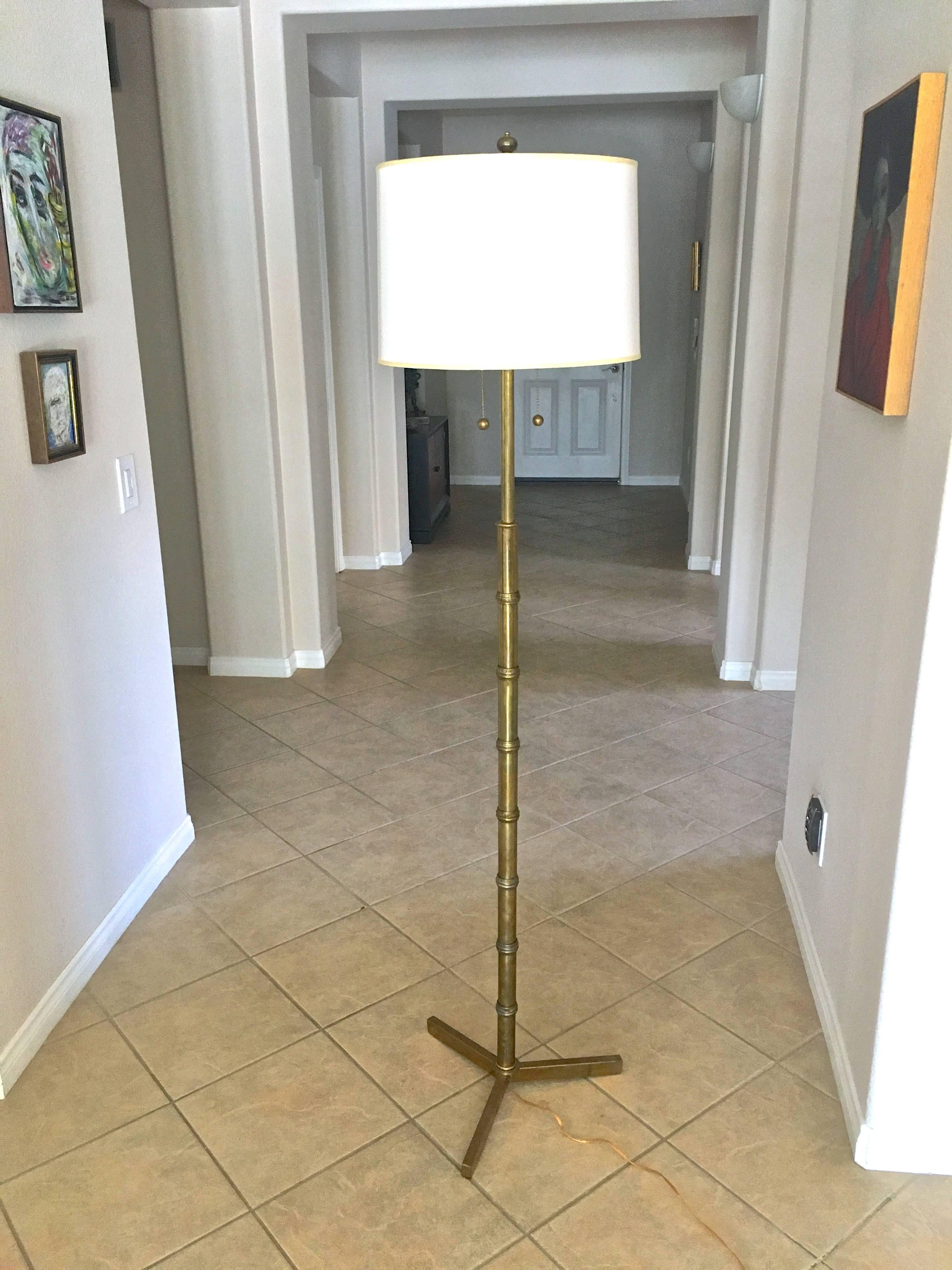 Faux Bamboo Brass Floor Lamp For Sale 9