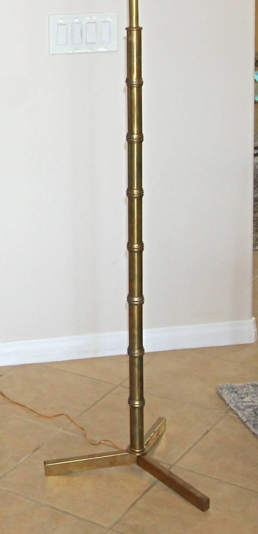 American Faux Bamboo Brass Floor Lamp For Sale