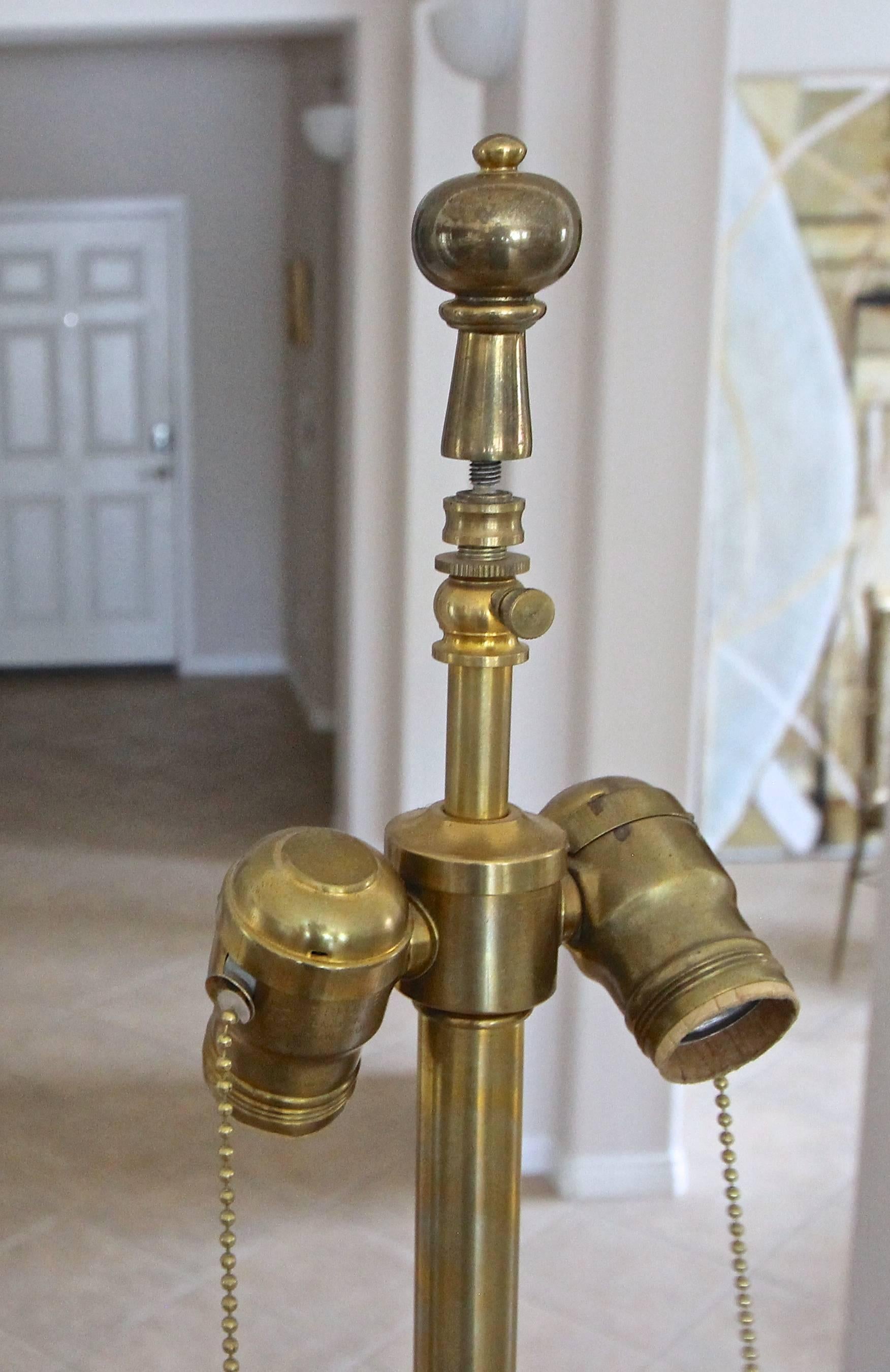 Mid-20th Century Faux Bamboo Brass Floor Lamp For Sale