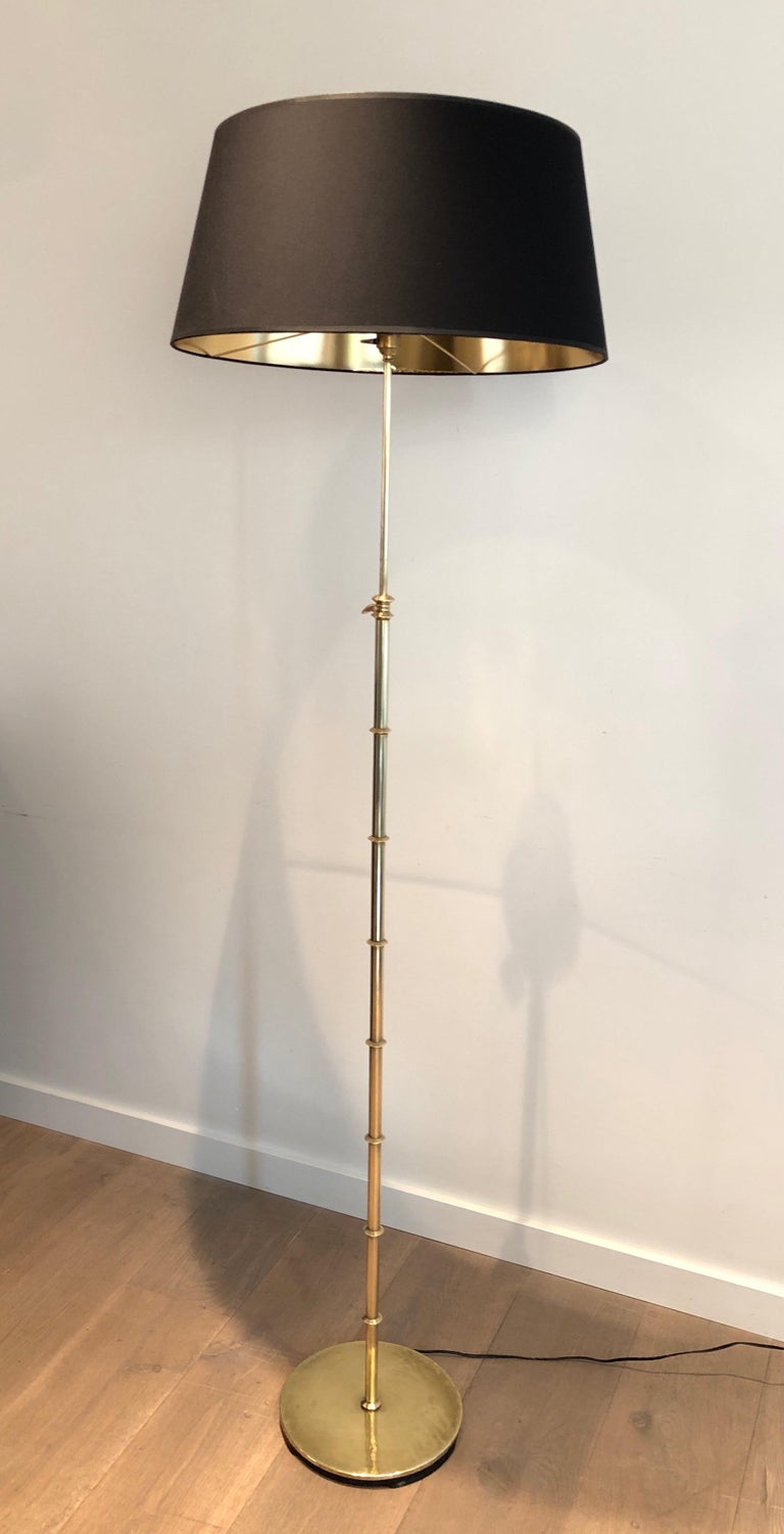 FauxBamboo Brass Floor Lamp in the Style of Jacques French