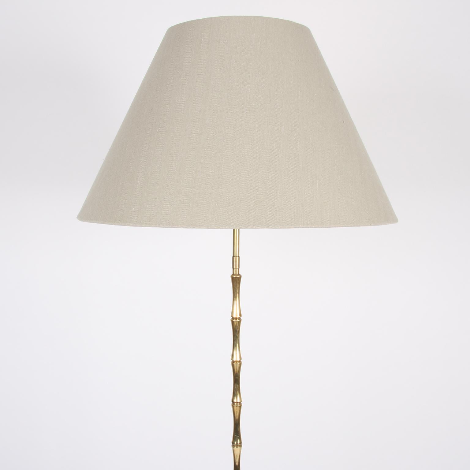 Mid-Century Modern Faux Bamboo Brass Floor Lamp
