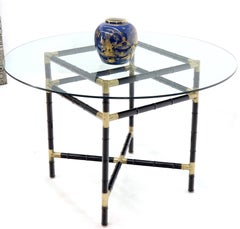 Faux Bamboo Brass Glass Dining Game Table Set with 4 Chairs Billy Haines