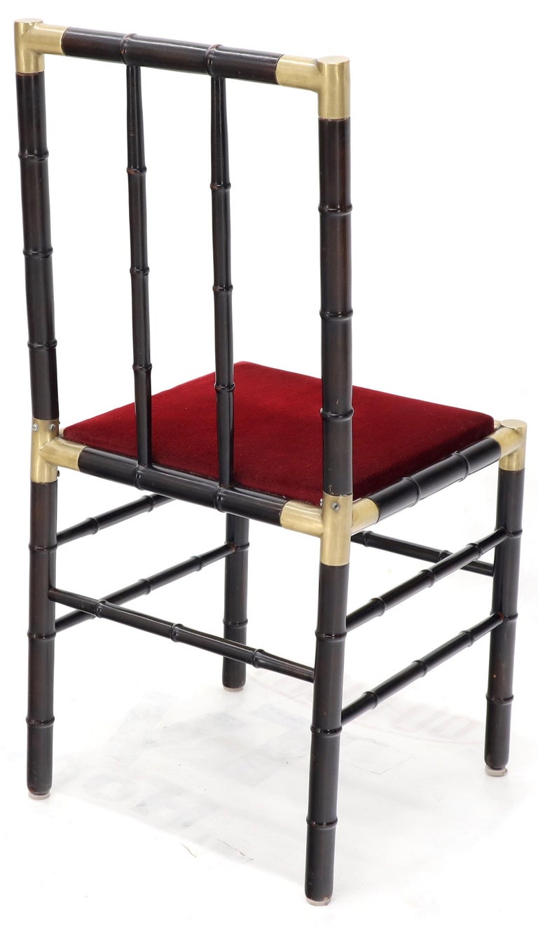 Faux Bamboo Brass Glass Dining Game Table Set with 4 ...