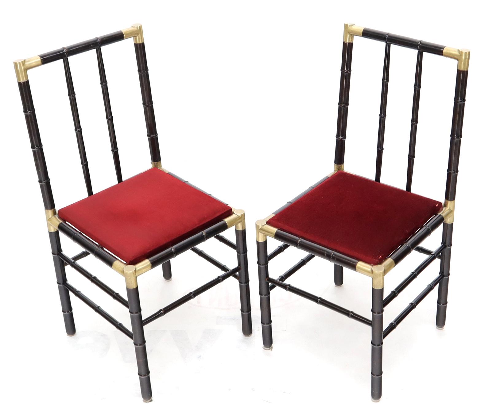 20th Century Faux Bamboo Brass Glass Dining Game Table Set with 4 Chairs Billy Haines For Sale