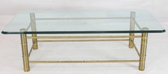 Faux Bamboo Brass and Glass Rectangular Coffee Table