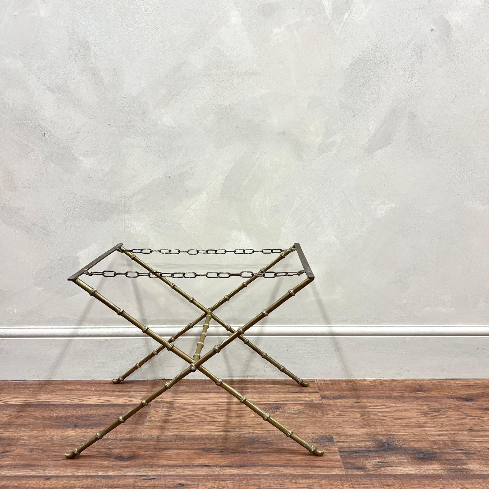 French Faux Bamboo, Brass Luggage Stand Maison Baguès