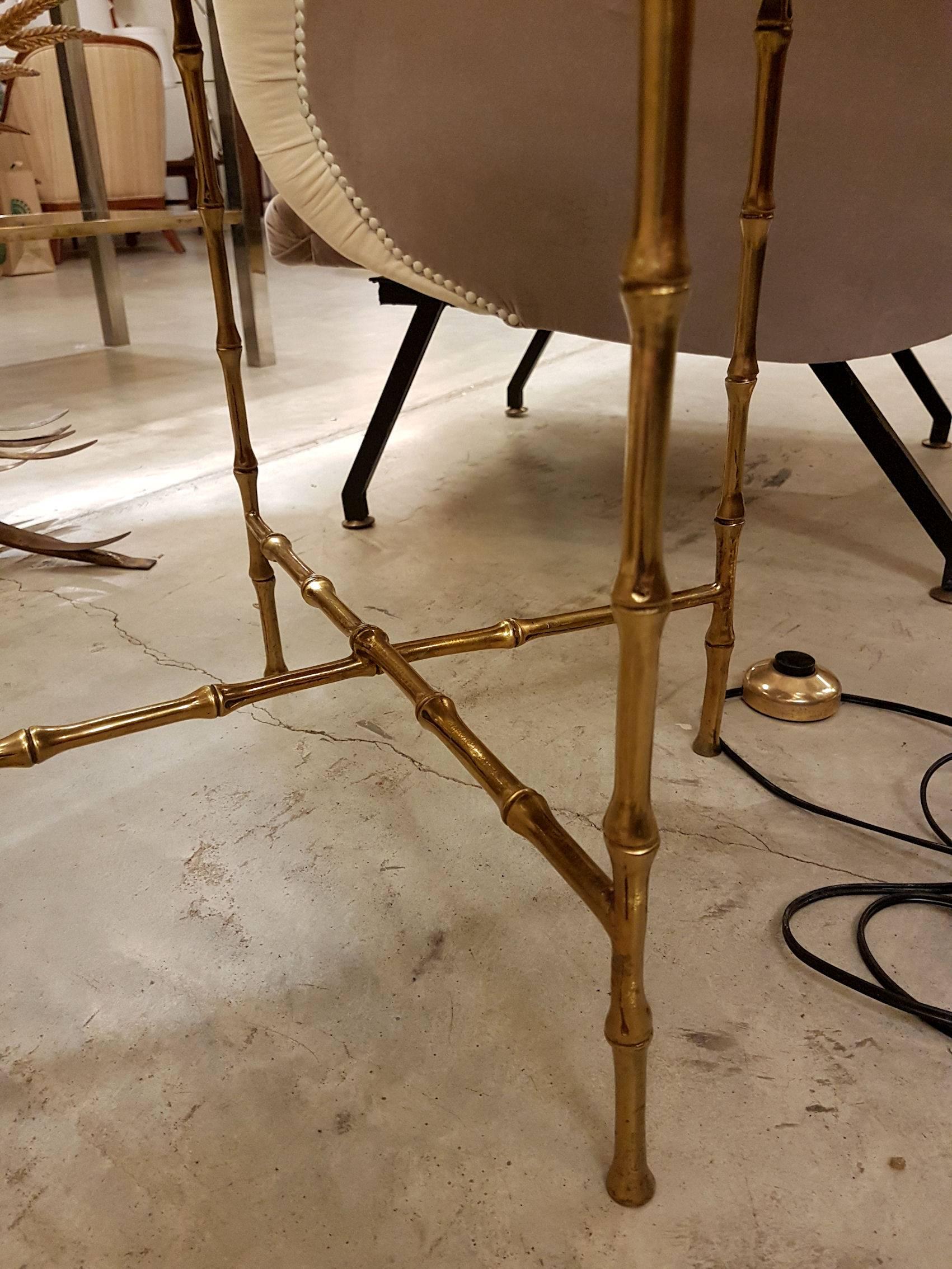 French Faux Bamboo Brass Mid-Century Modern Coffee Table