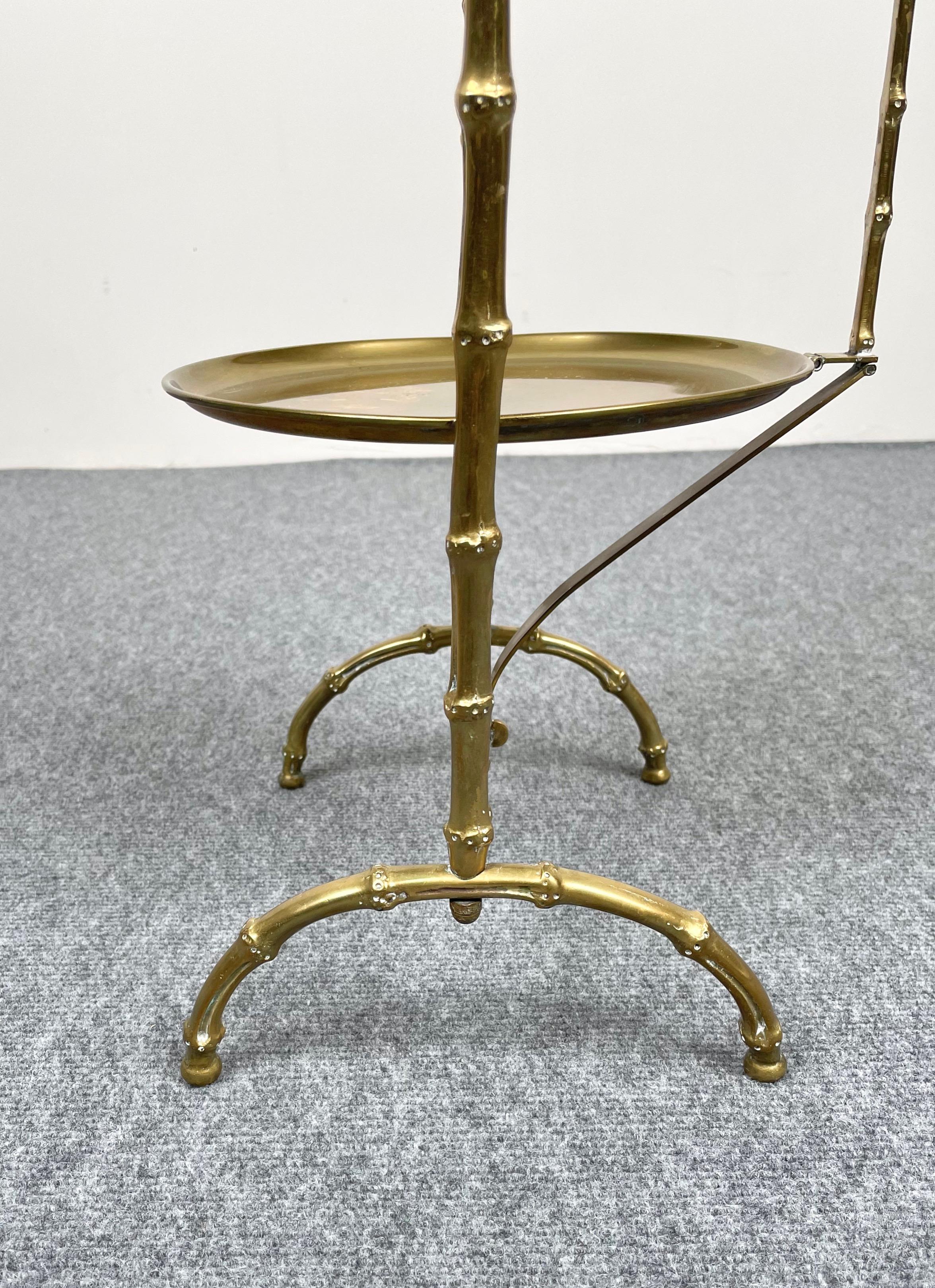 Faux Bamboo Brass Serving Tray Table by Maison Baguès, France 1950s 5