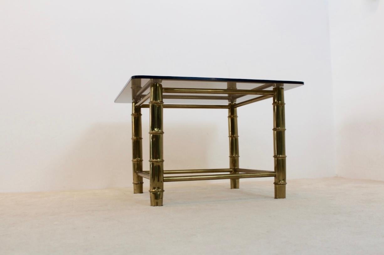 Mid-Century Modern Faux Bamboo Brass Side or Coffee Table, France, 1960s For Sale