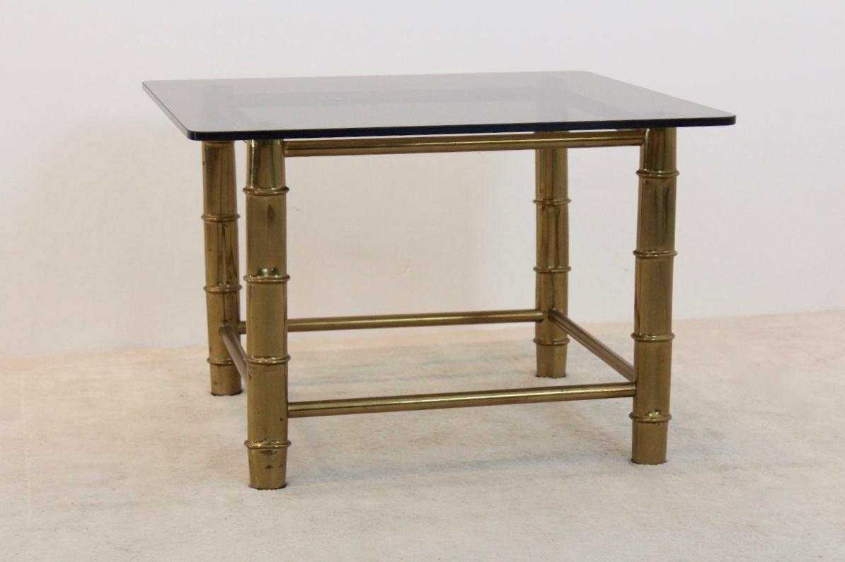 French Faux Bamboo Brass Side or Coffee Table, France, 1960s For Sale