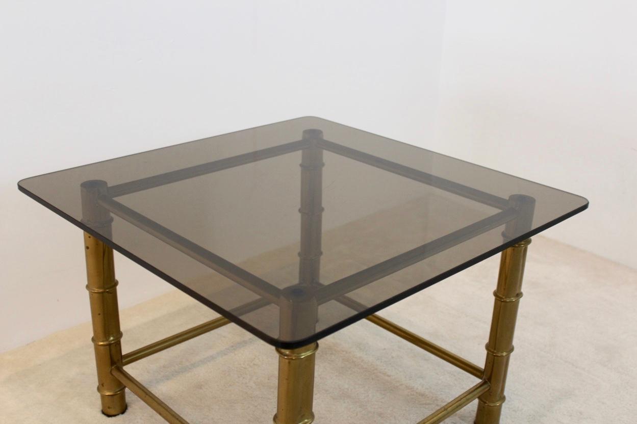 Faux Bamboo Brass Side or Coffee Table, France, 1960s For Sale 1