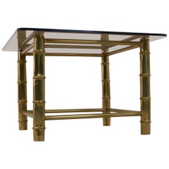 Faux Bamboo Brass Side or Coffee Table, France, 1960s