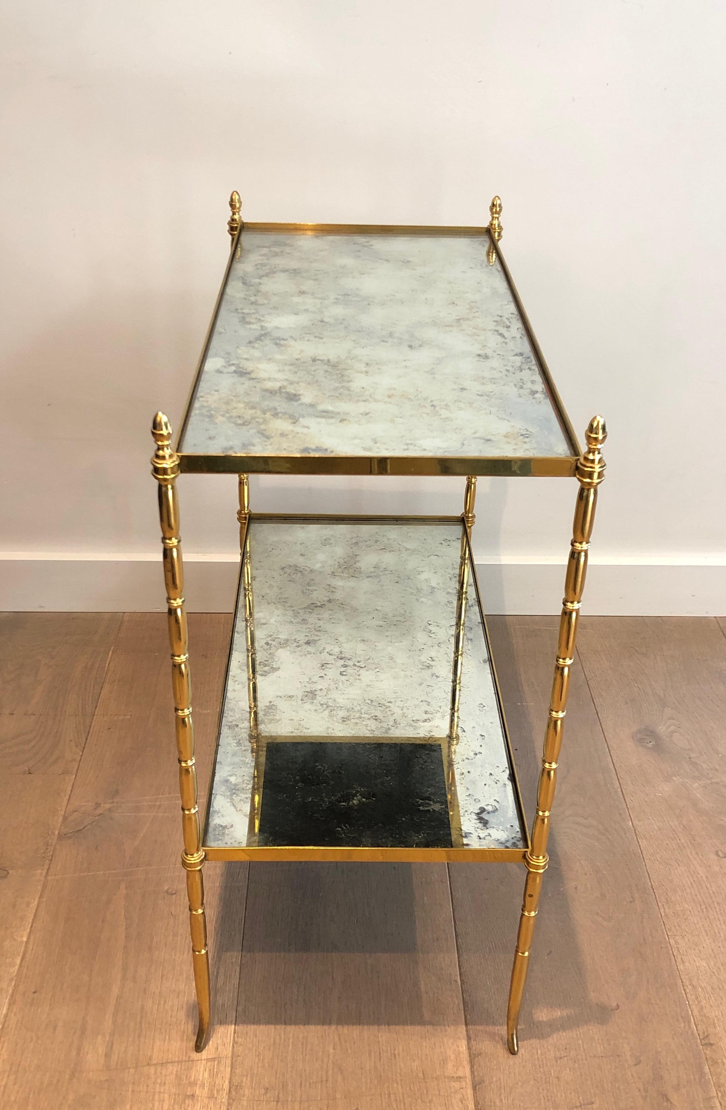 Neoclassical Faux-Bamboo Brass Side Table by Maison Bagués