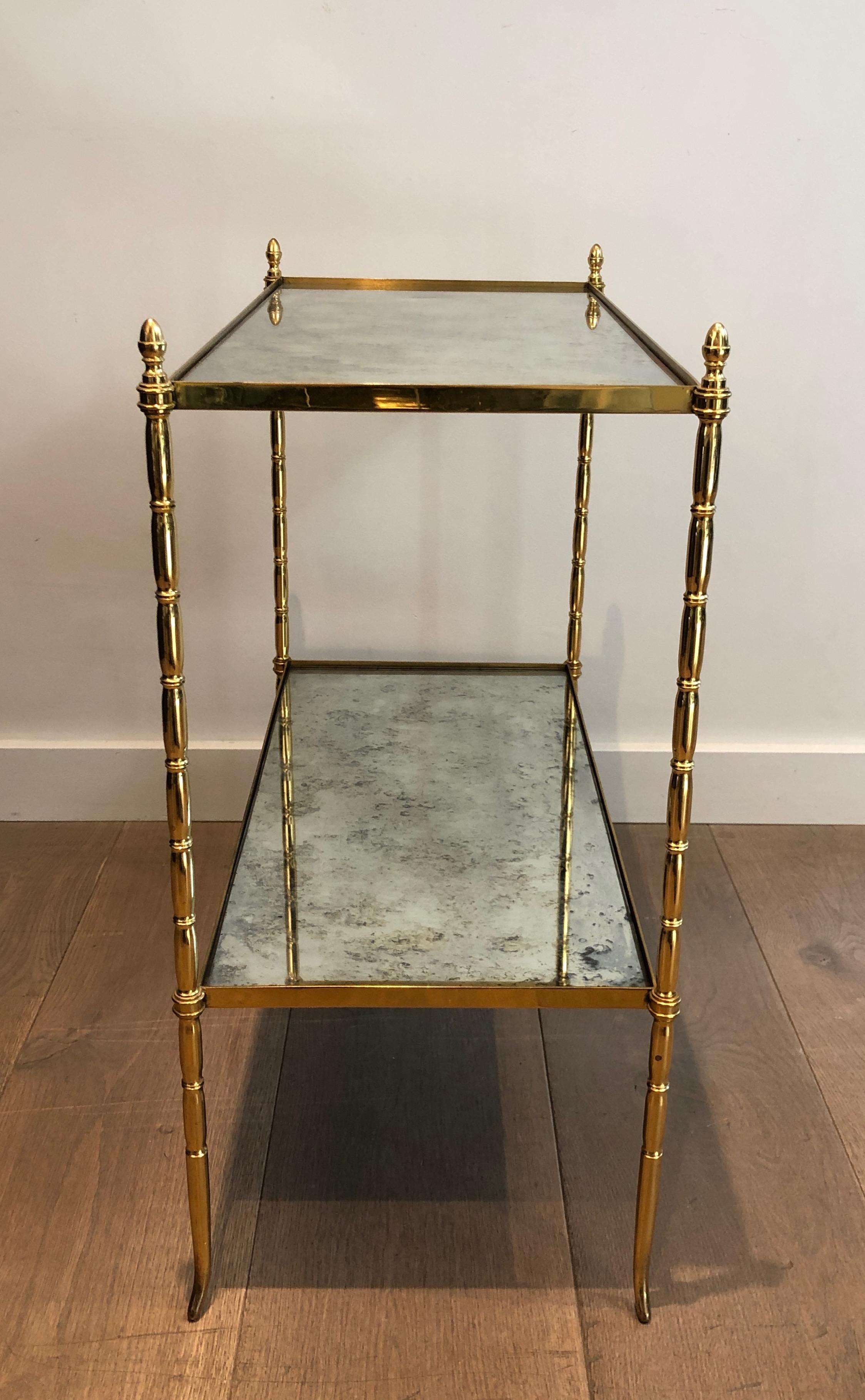 French Faux-Bamboo Brass Side Table by Maison Bagués